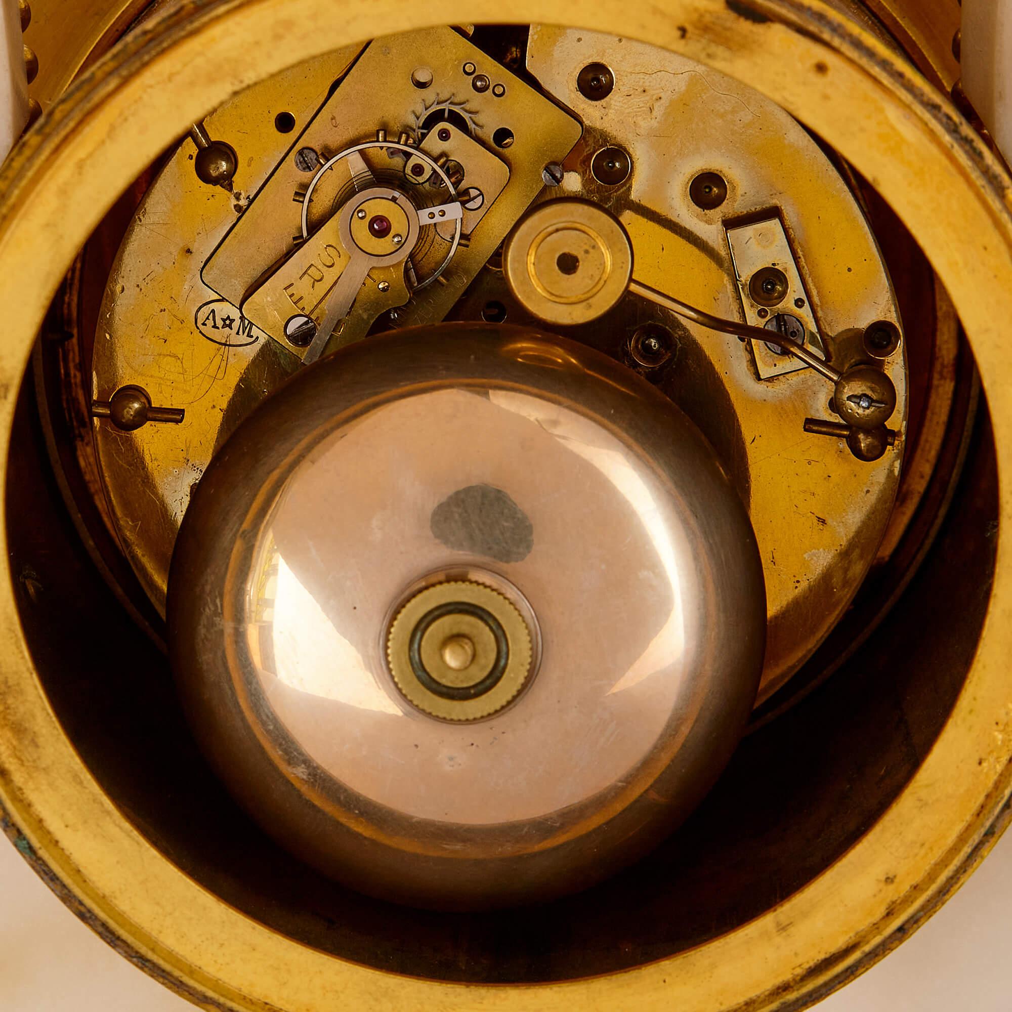 Antike Uhr und Barometer-Set aus Marmor und vergoldeter Bronze  im Angebot 3