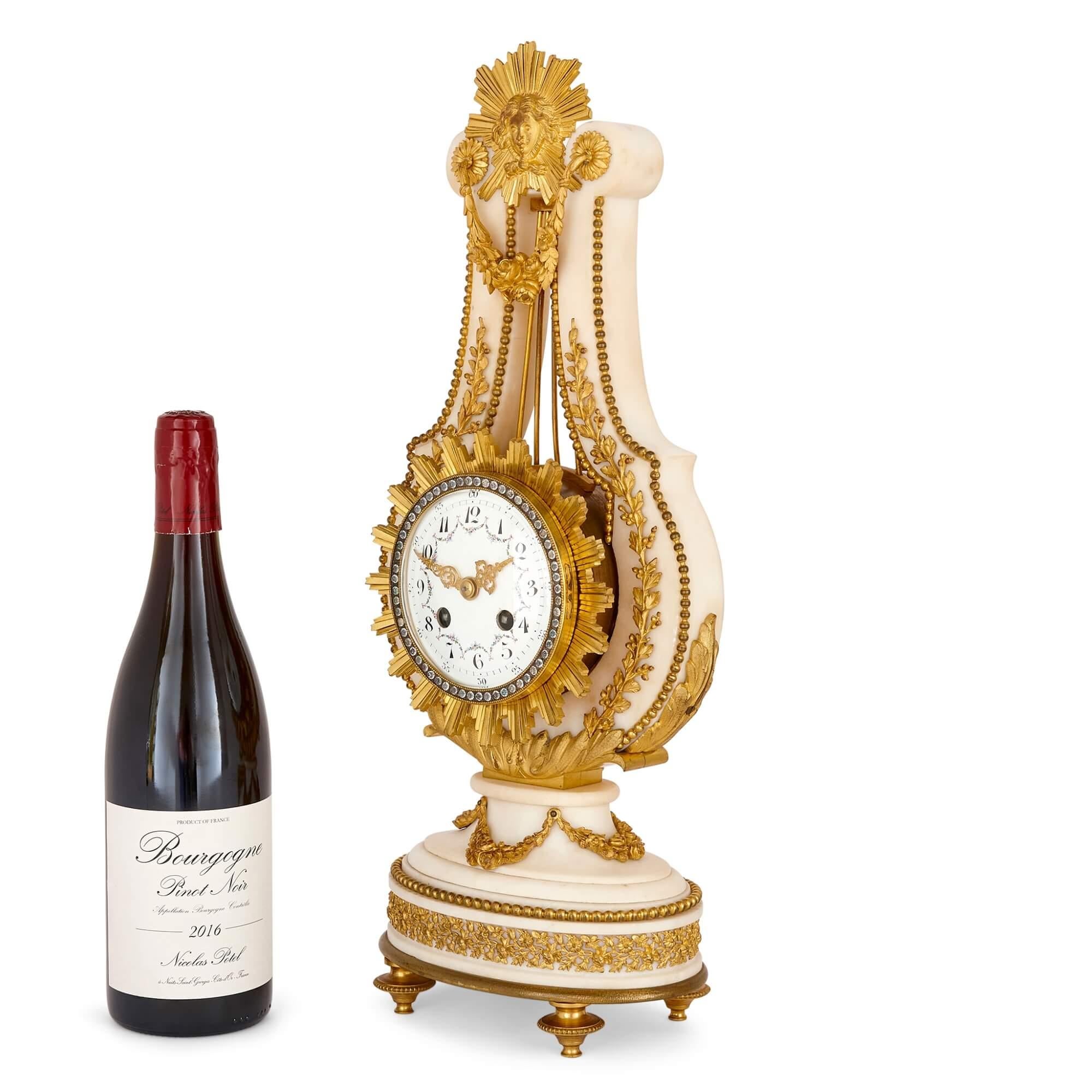 Antique Marble and Gilt Bronze Clock and Barometer Set  For Sale 3