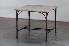 Table de jardin ancienne en marbre et fer de France, Circa 1920