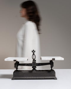 Antique Marble and Iron Scientific Instrument Scale, France, 1900-1909