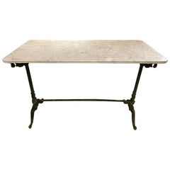 Antique Marble and Iron Table-France