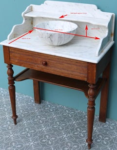 Antique Marble and Oak Wash Basin and Stand
