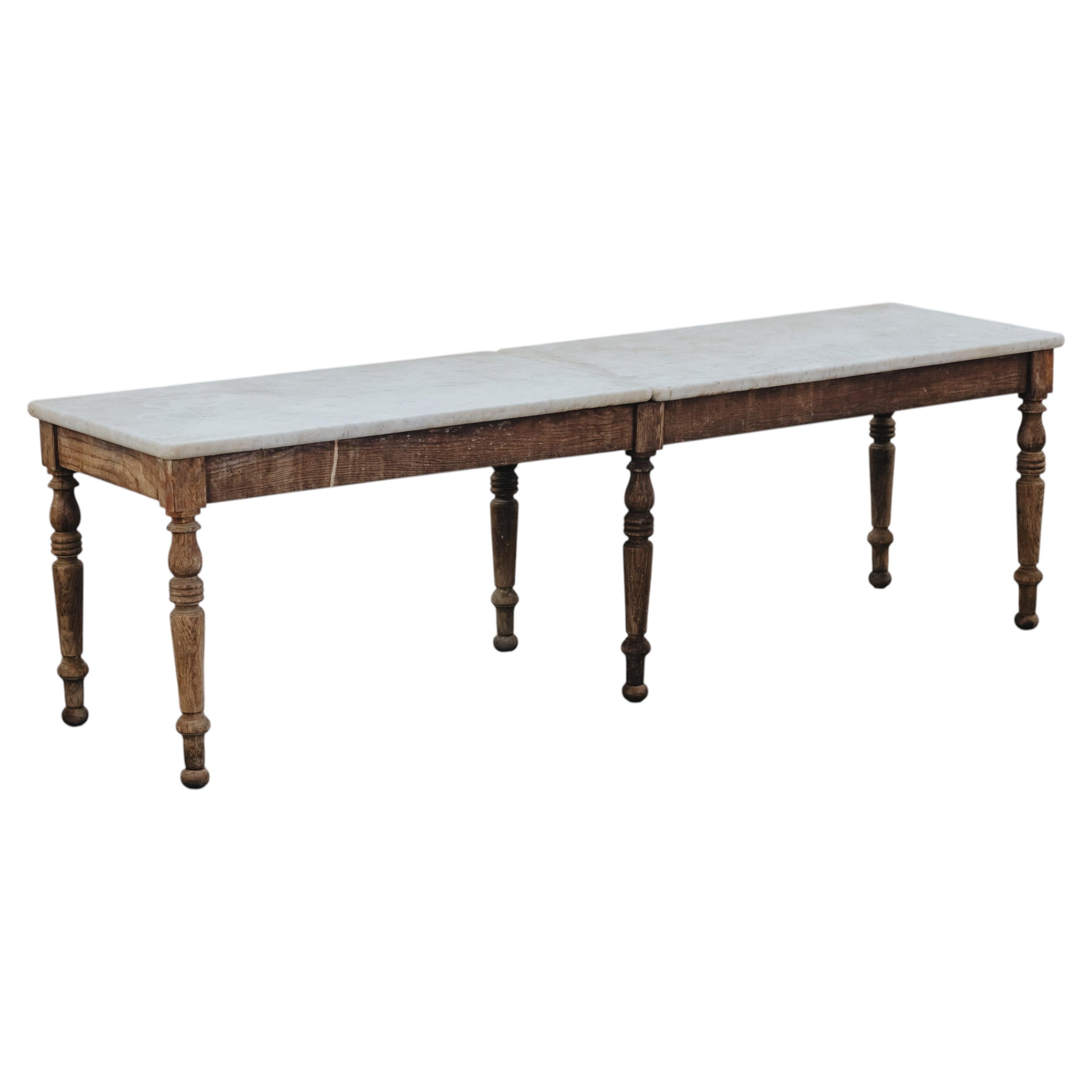 Antique Marble Bakery Table From France, Circa 1940