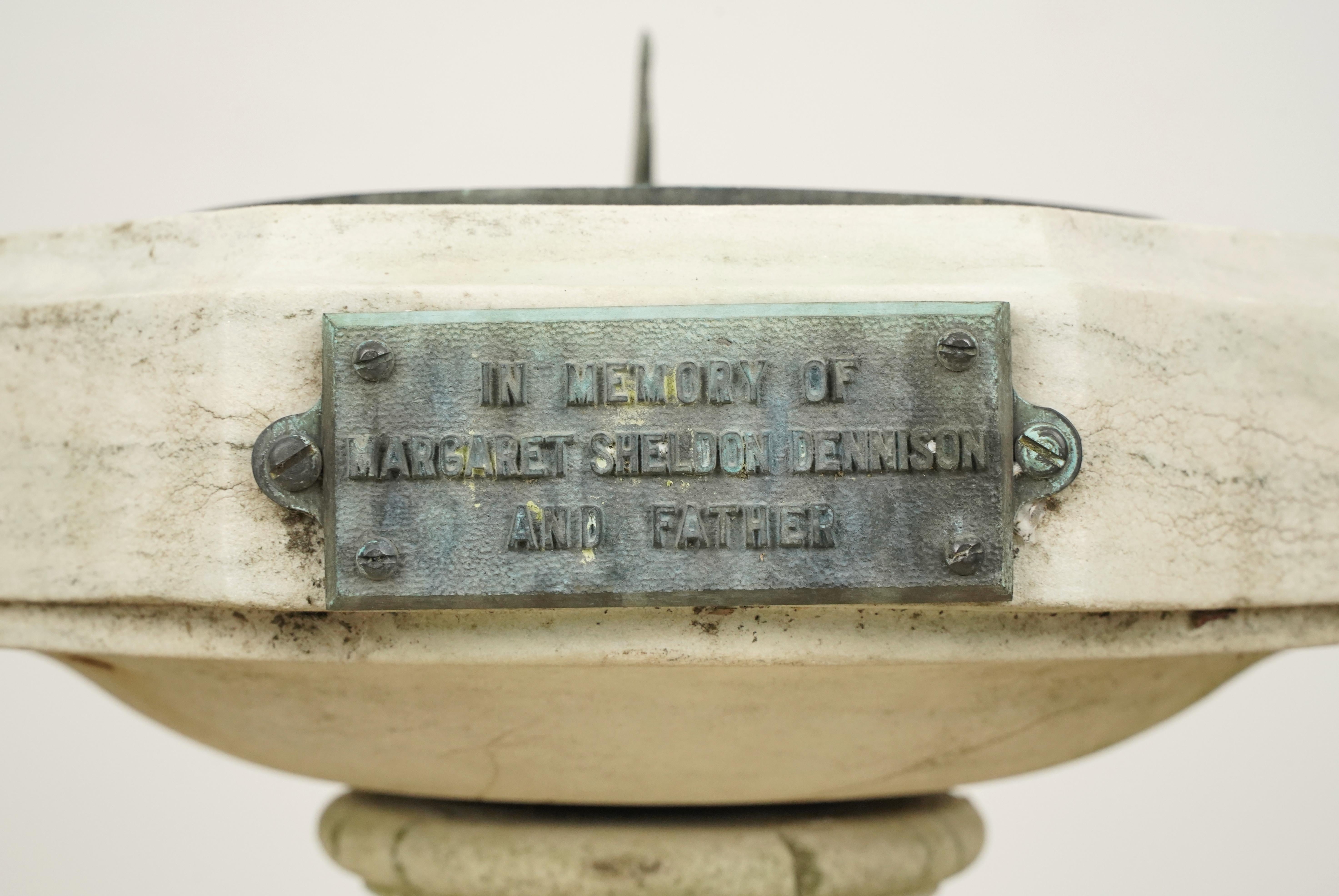 American Antique Marble & Bronze Memorial Sundial For Sale
