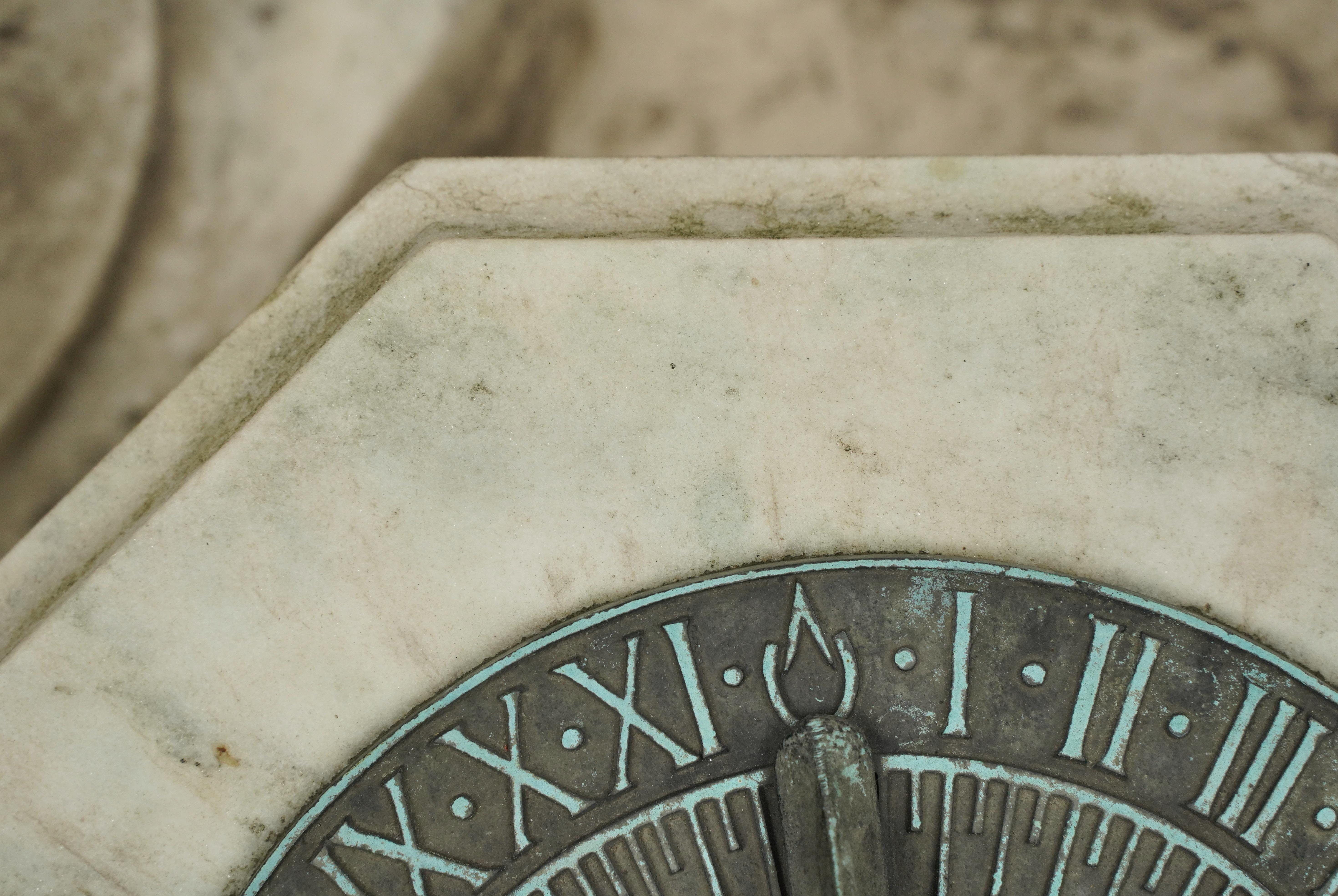 20th Century Antique Marble & Bronze Memorial Sundial For Sale