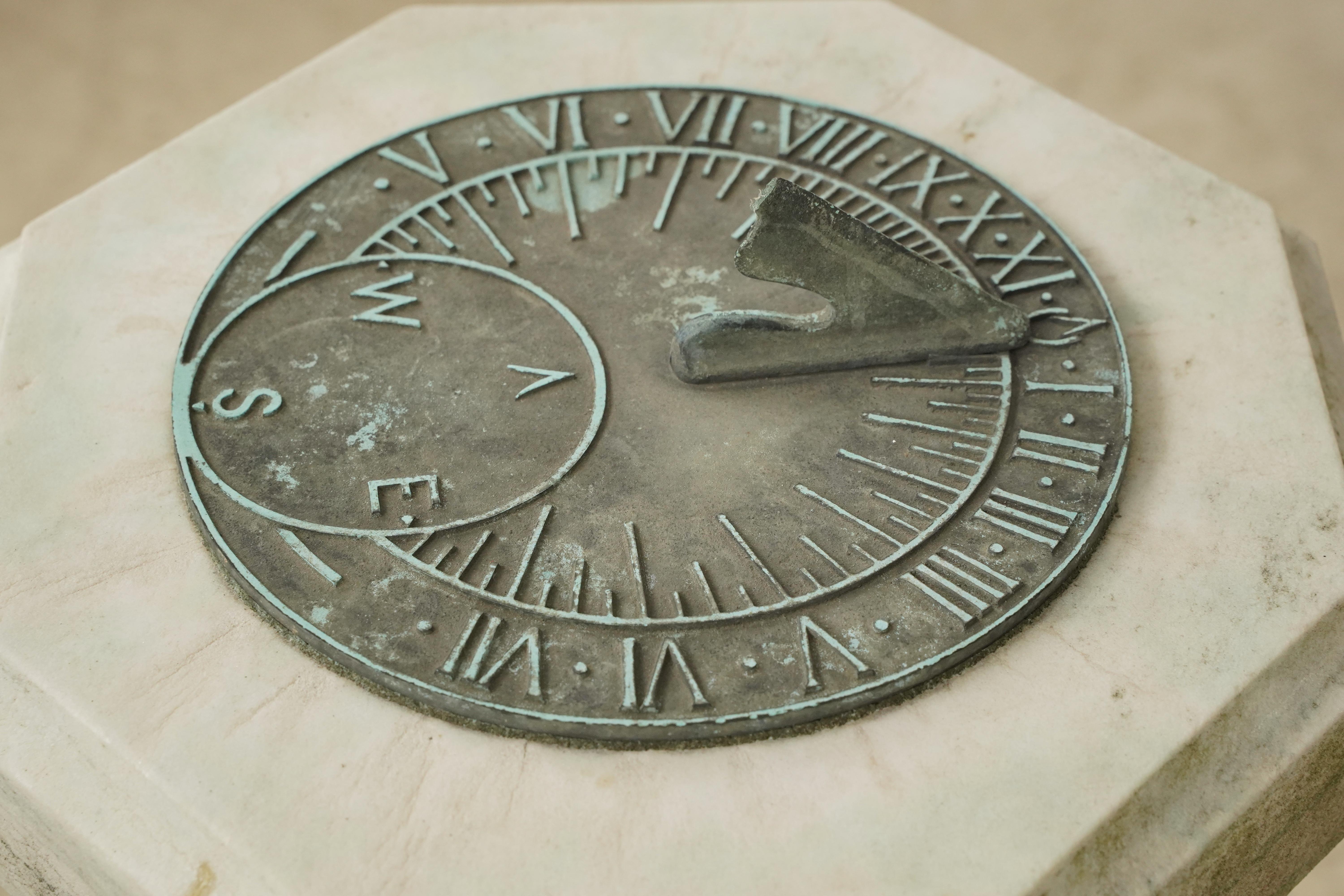 Antique Marble & Bronze Memorial Sundial For Sale 1