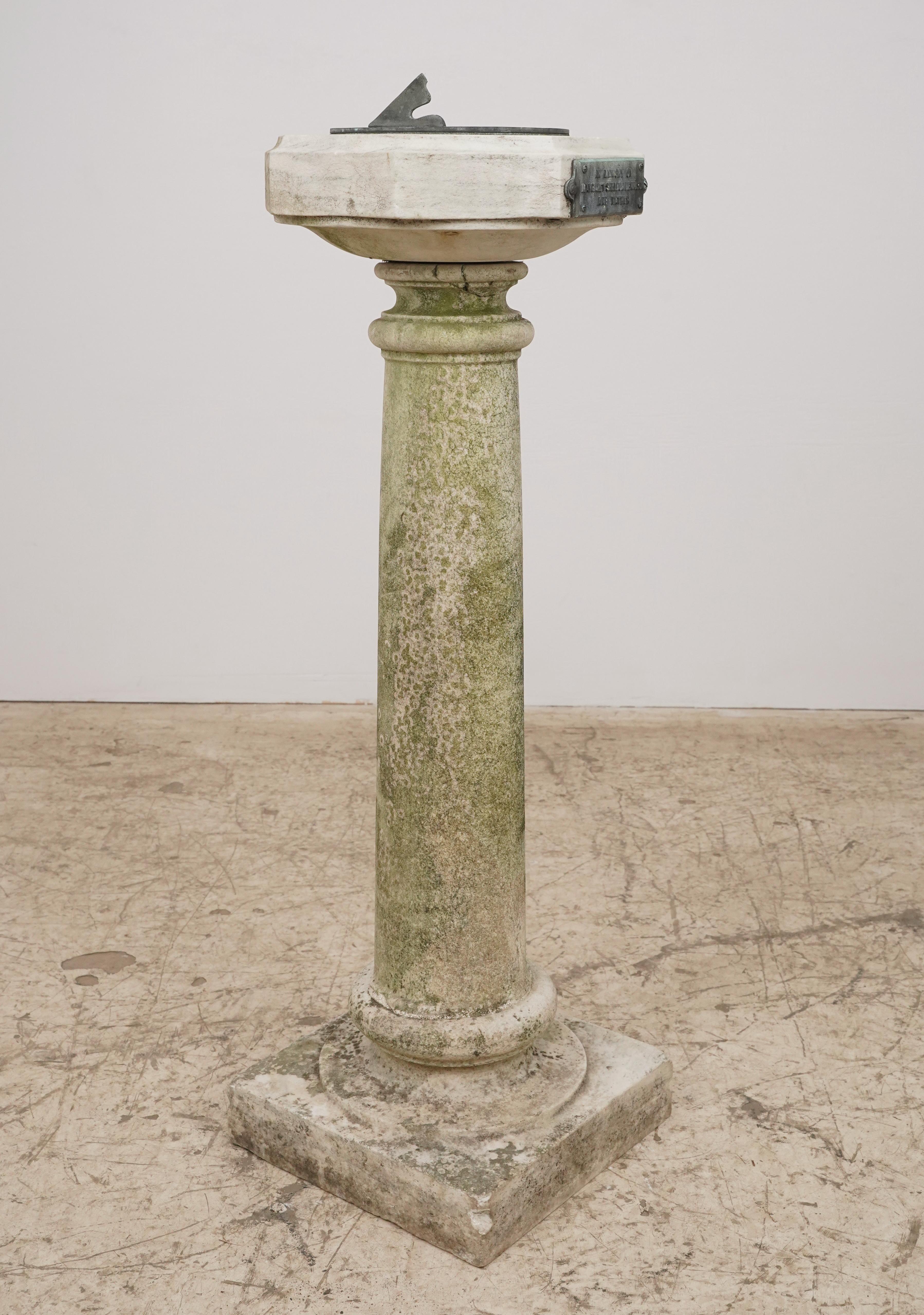 Antique Marble & Bronze Memorial Sundial For Sale 3