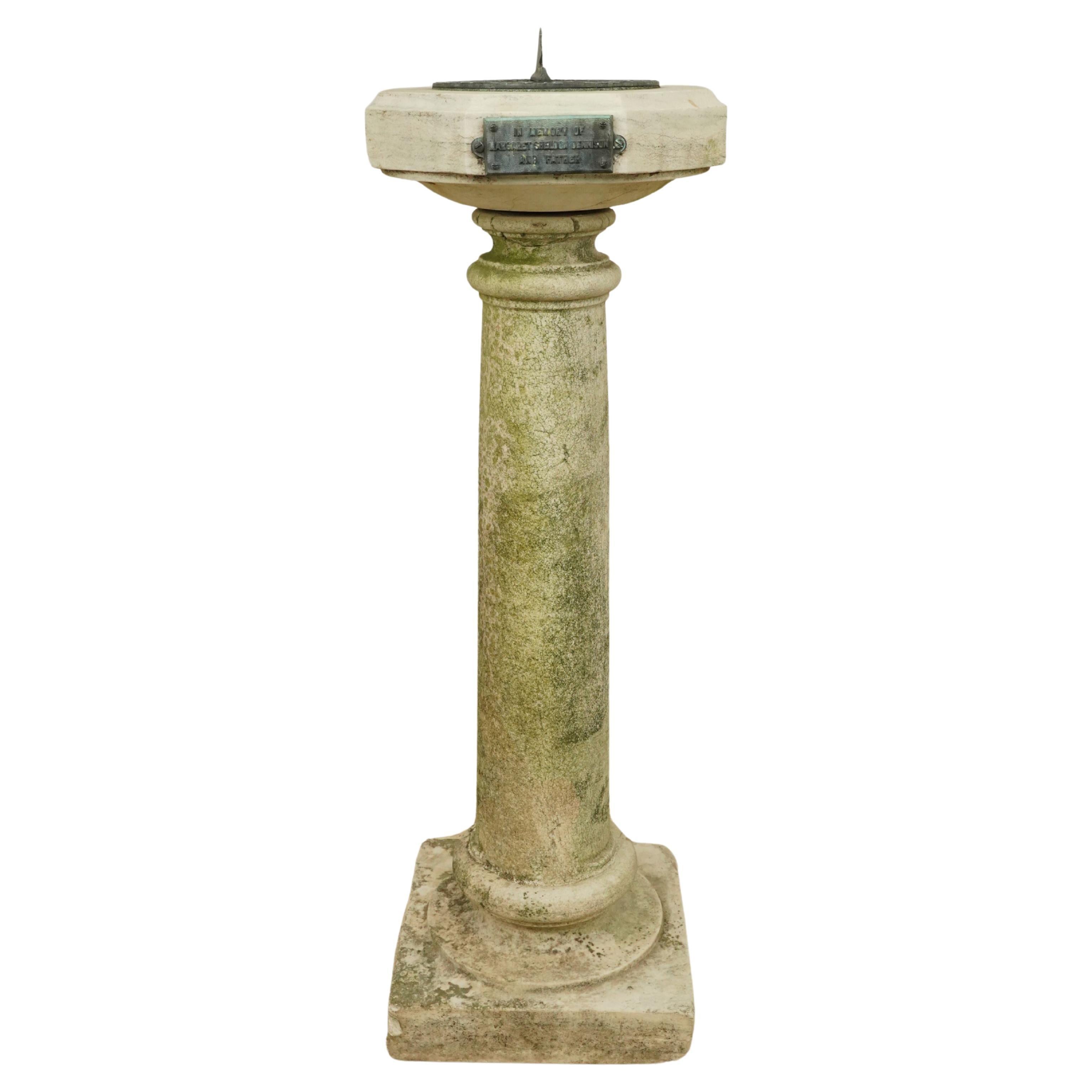 Antique Marble & Bronze Memorial Sundial