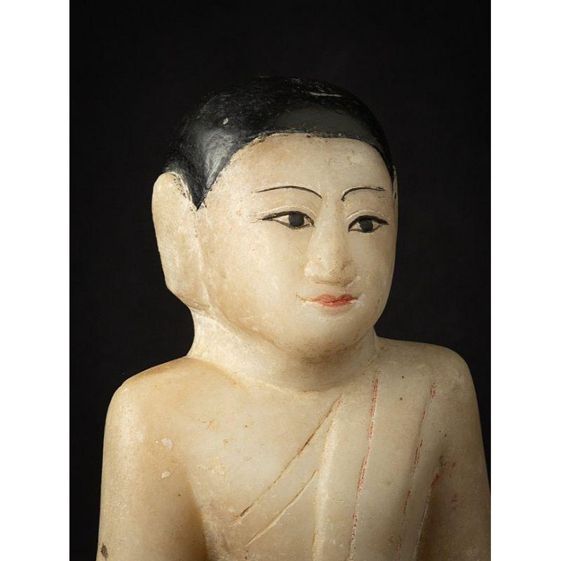 Antique Marble Burmese Monk Statue from Burma For Sale 4