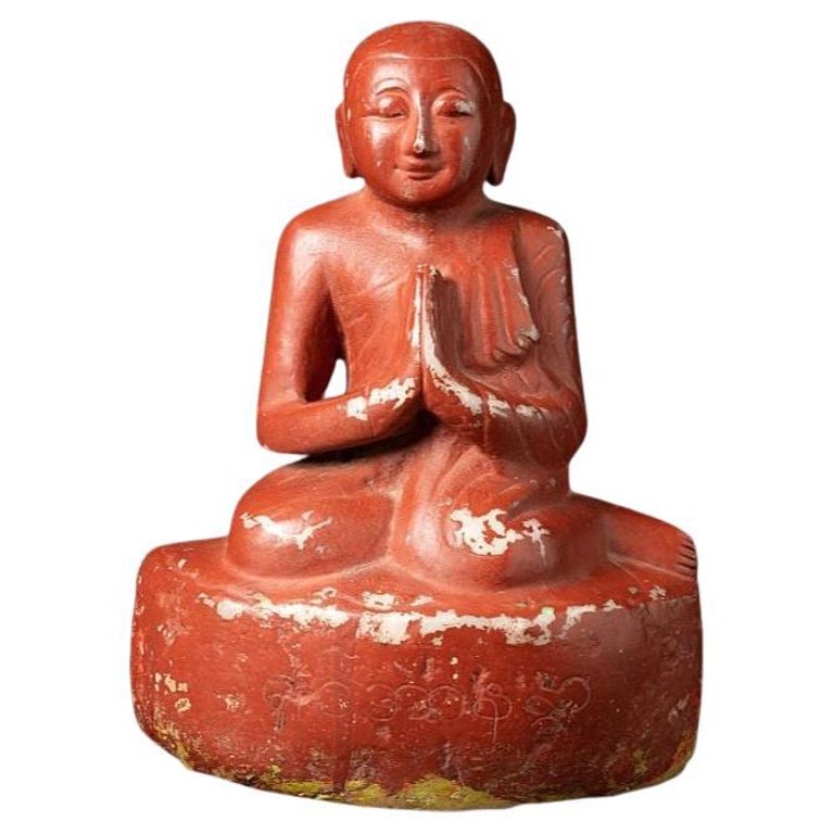 Antique marble Burmese Monk statue from Burma For Sale at 1stDibs