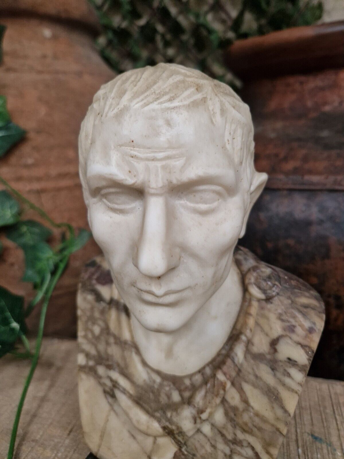 Greco Roman Antique Marble Bust French Sculpture of Julius Caesar