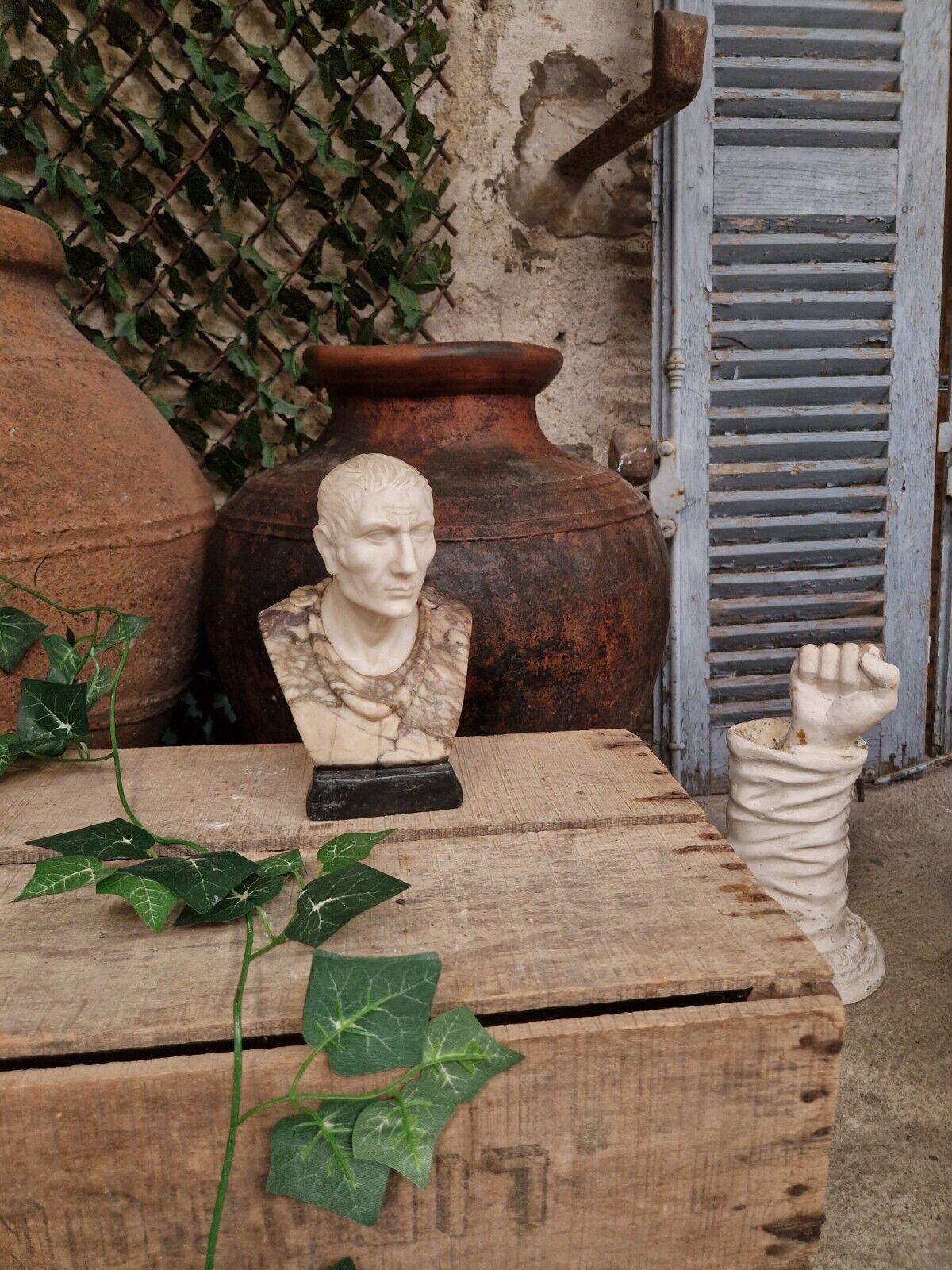 20th Century Antique Marble Bust French Sculpture of Julius Caesar
