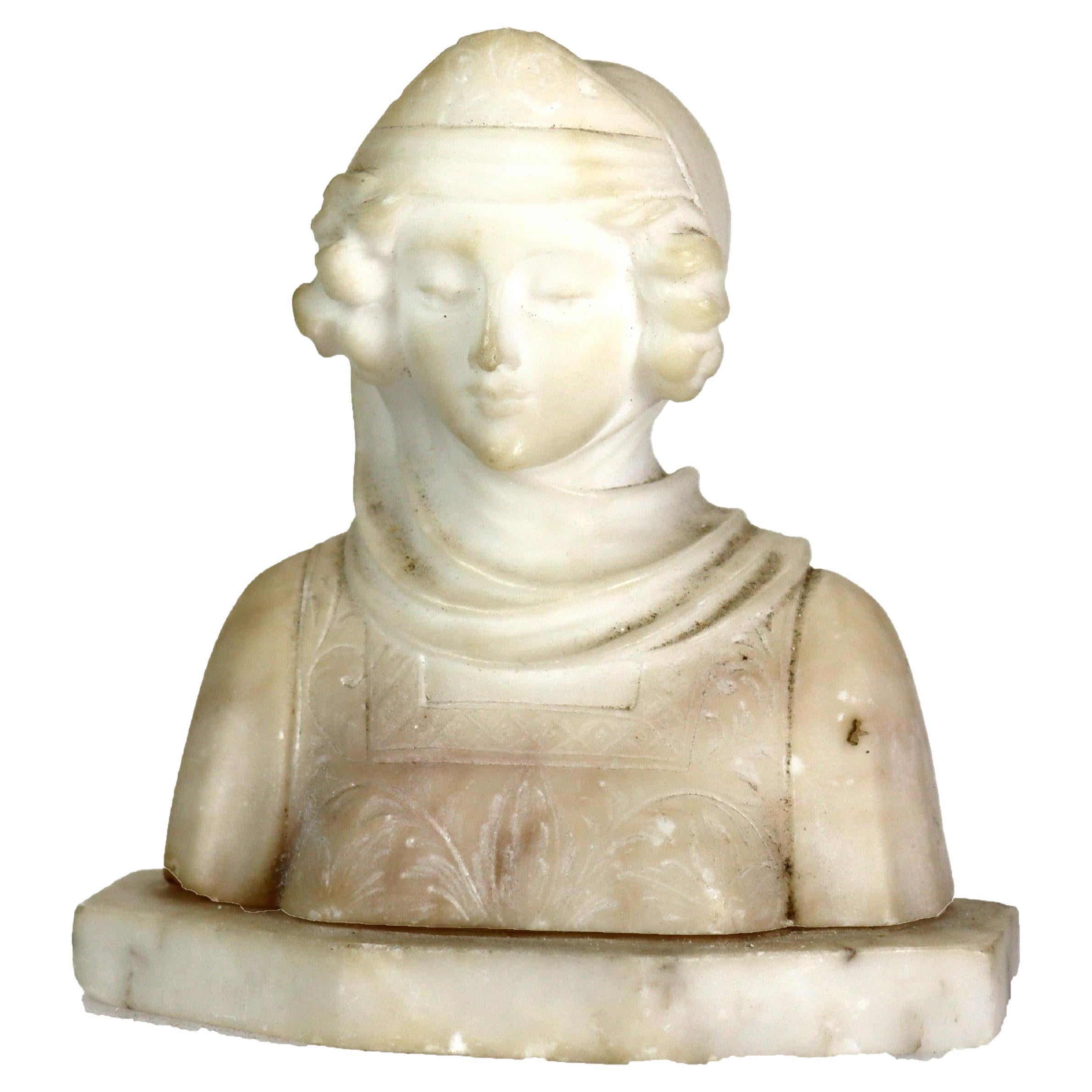 Antike Marmorbüste eines Mädchens signiert C1890