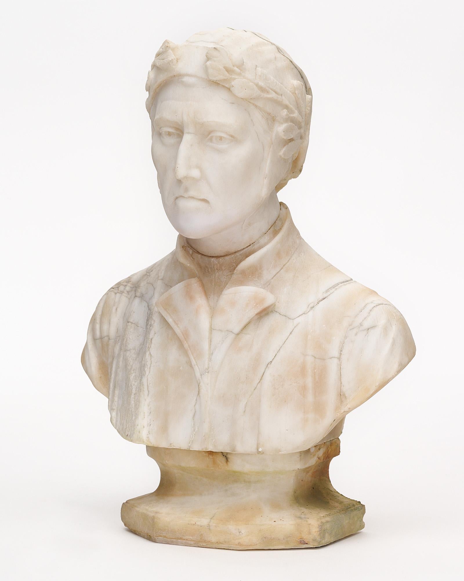 French Antique Marble Bust of Dante For Sale
