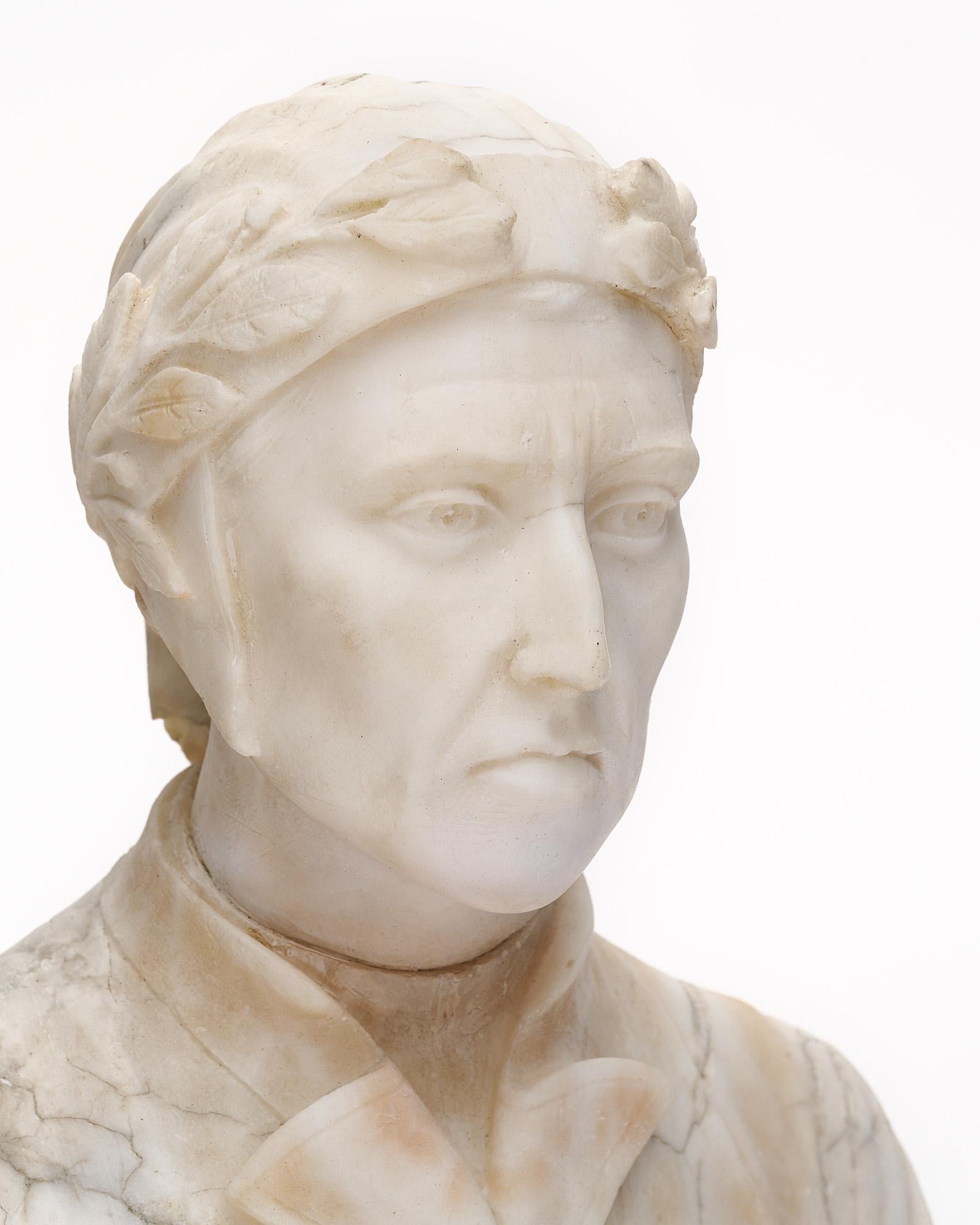 Antique Marble Bust of Dante In Good Condition For Sale In Austin, TX