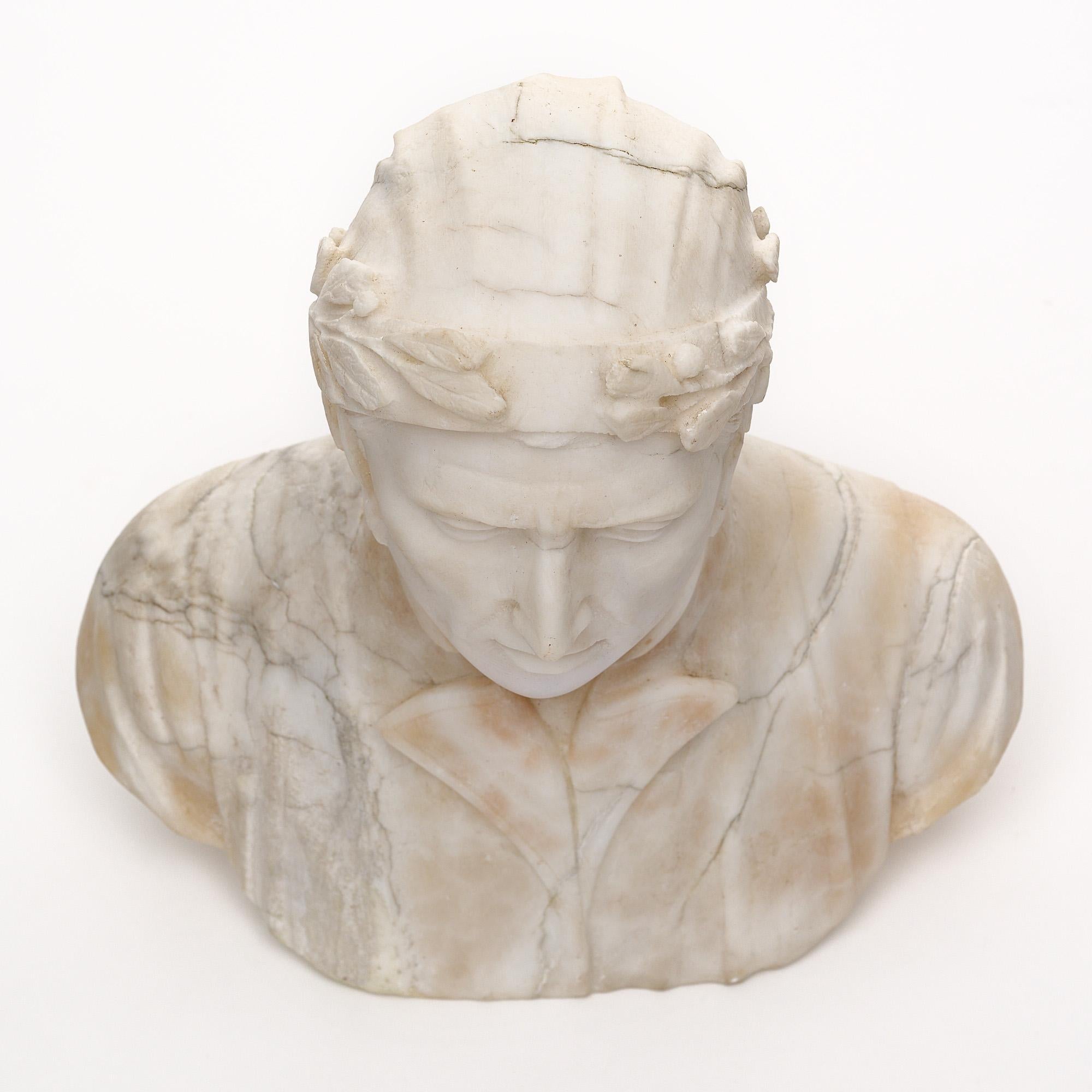 Early 20th Century Antique Marble Bust of Dante For Sale