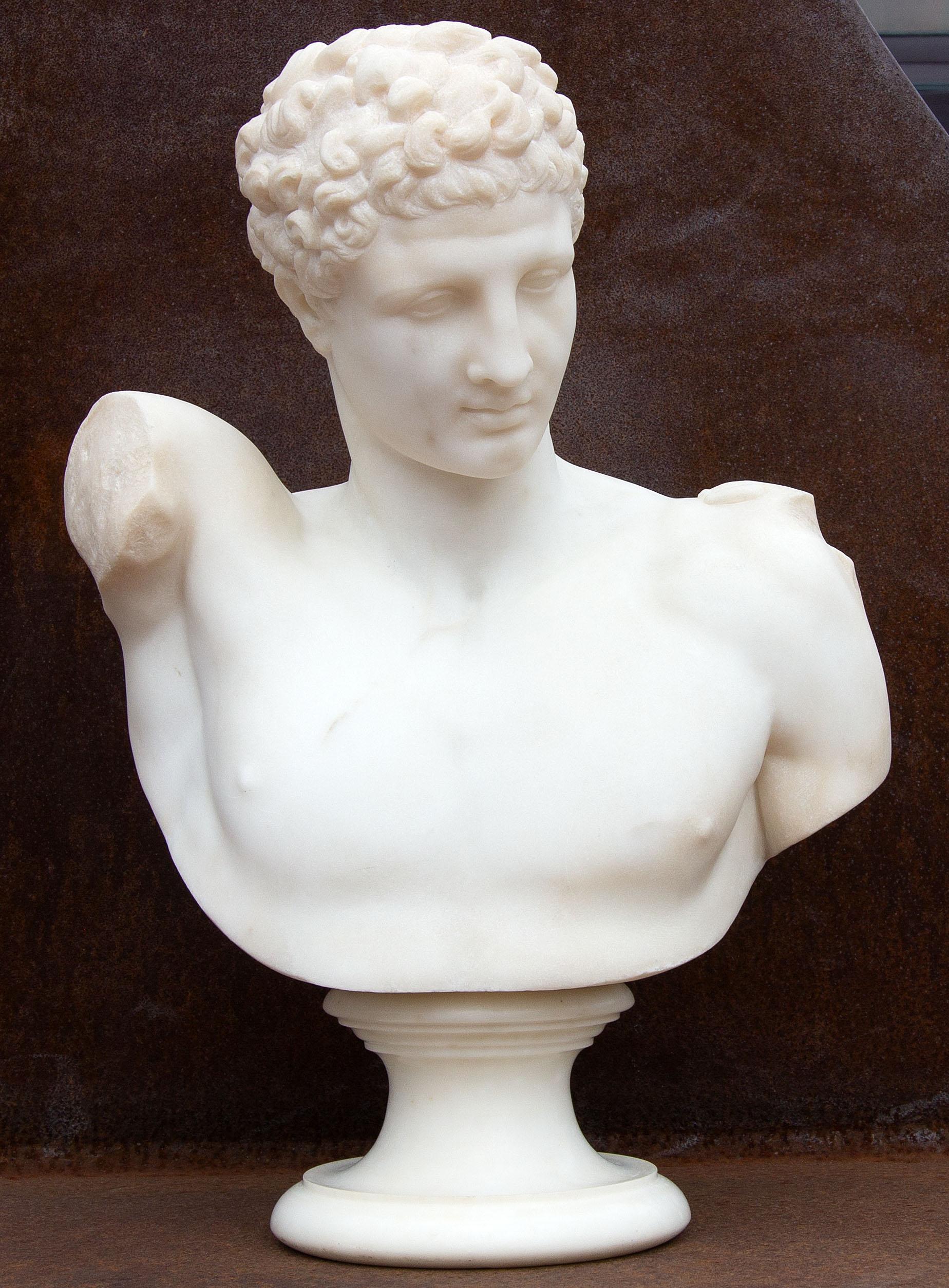 European Antique Marble Bust of Hermes 'Mercury'