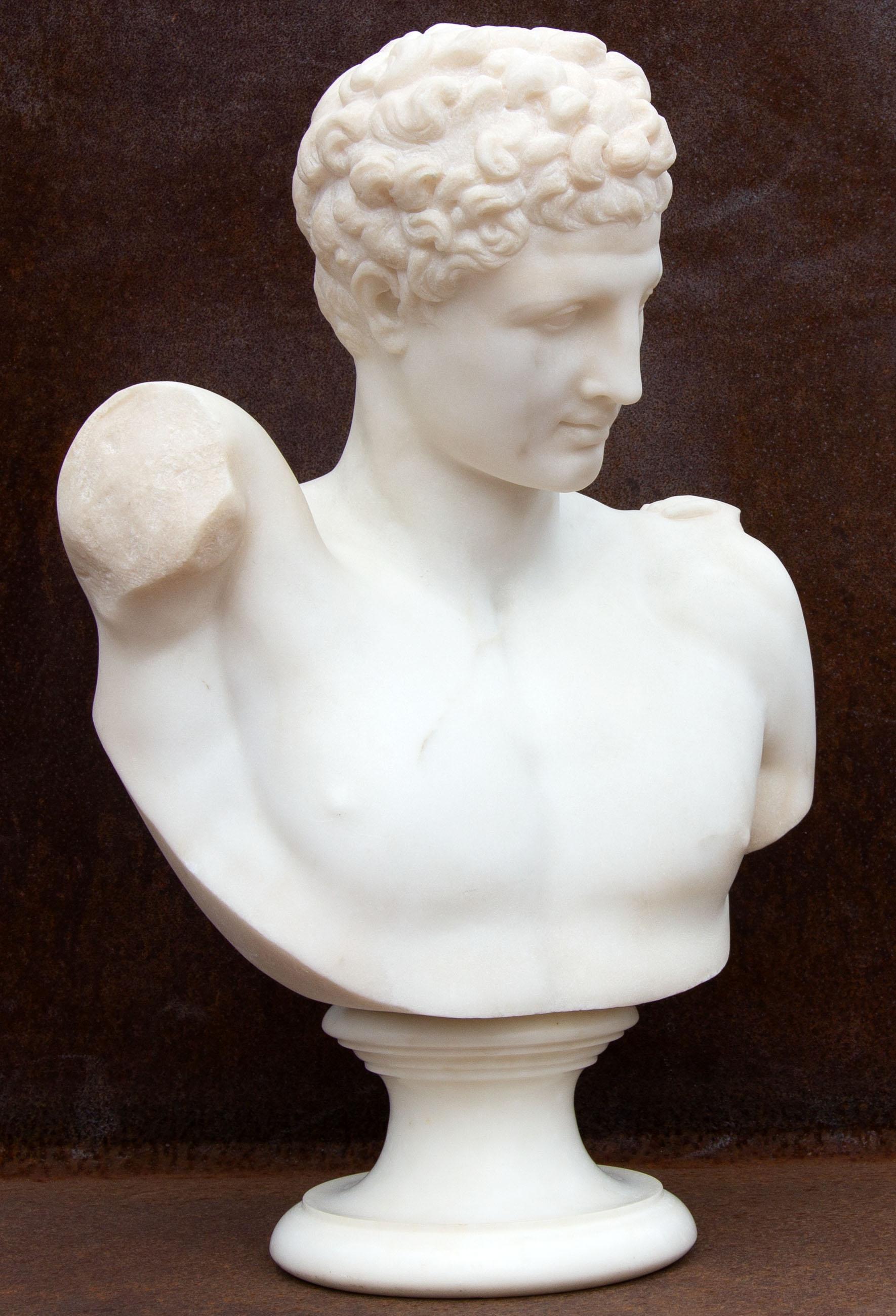 Antique Marble Bust of Hermes 'Mercury' In Good Condition In Rochester, NY