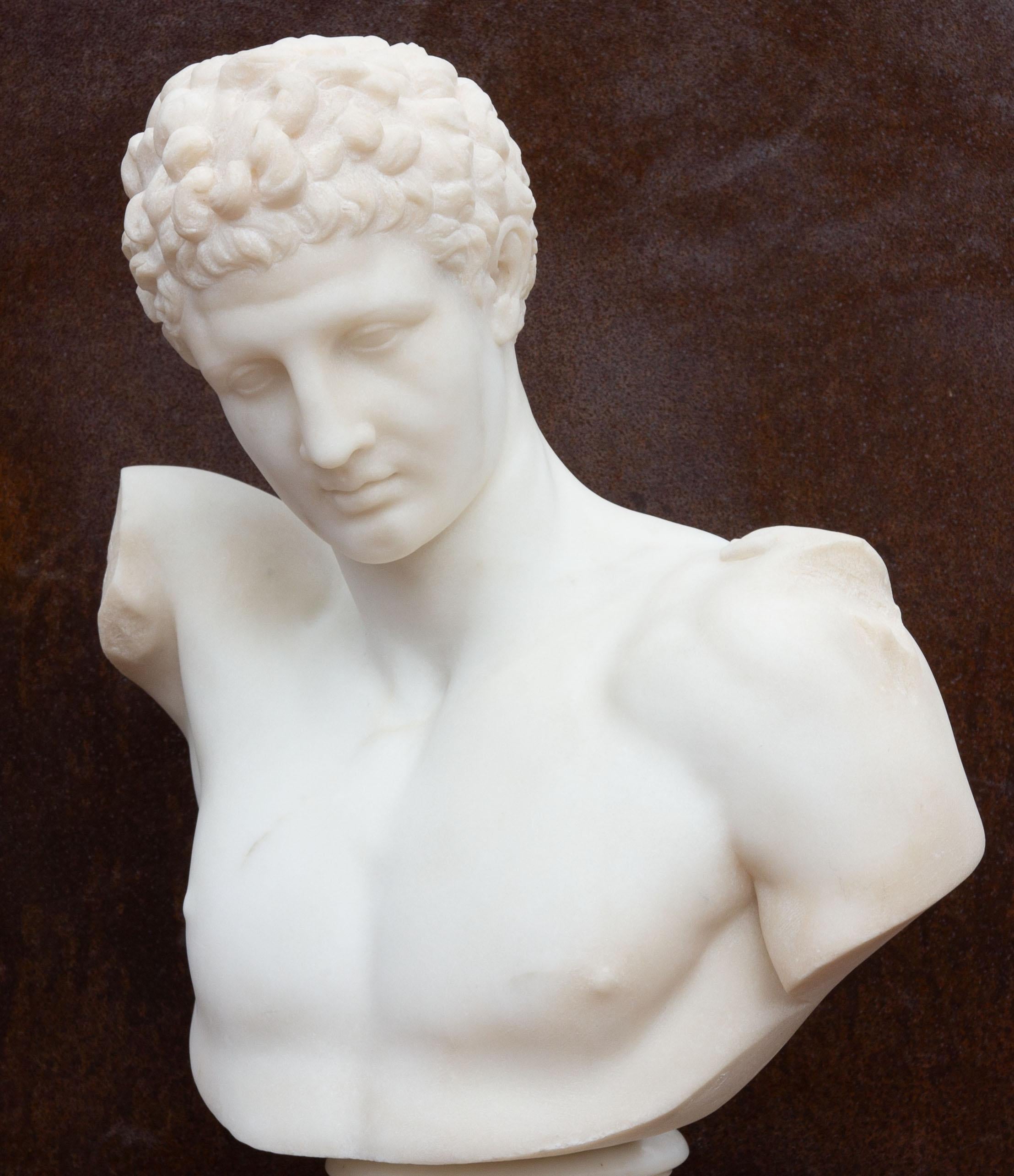 19th Century Antique Marble Bust of Hermes 'Mercury'