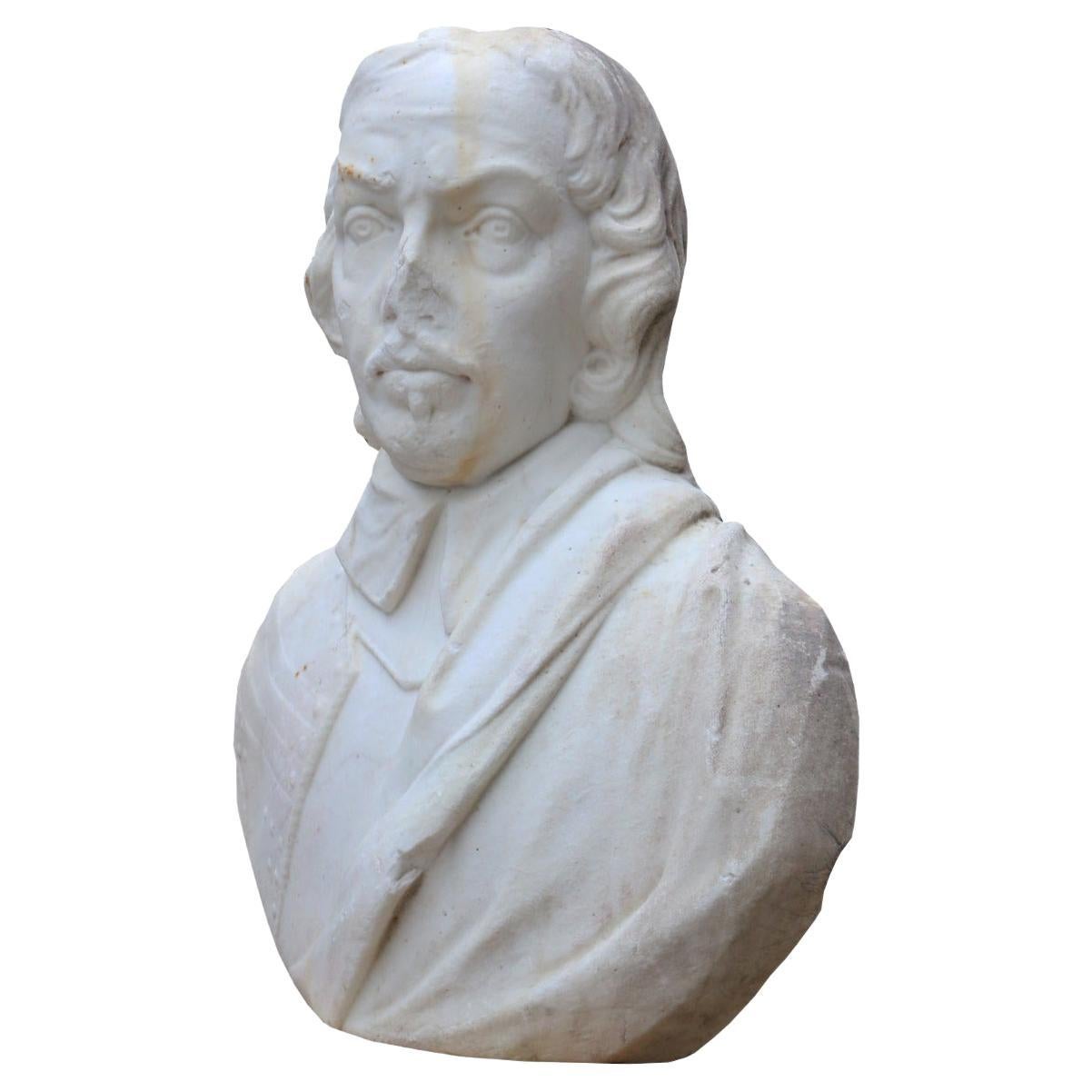 Antique Marble Bust of Oliver Cromwell