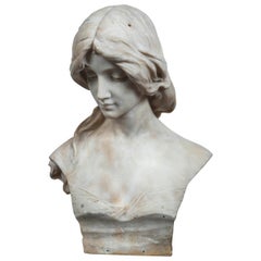 Antique Marble Bust Titled Poesia