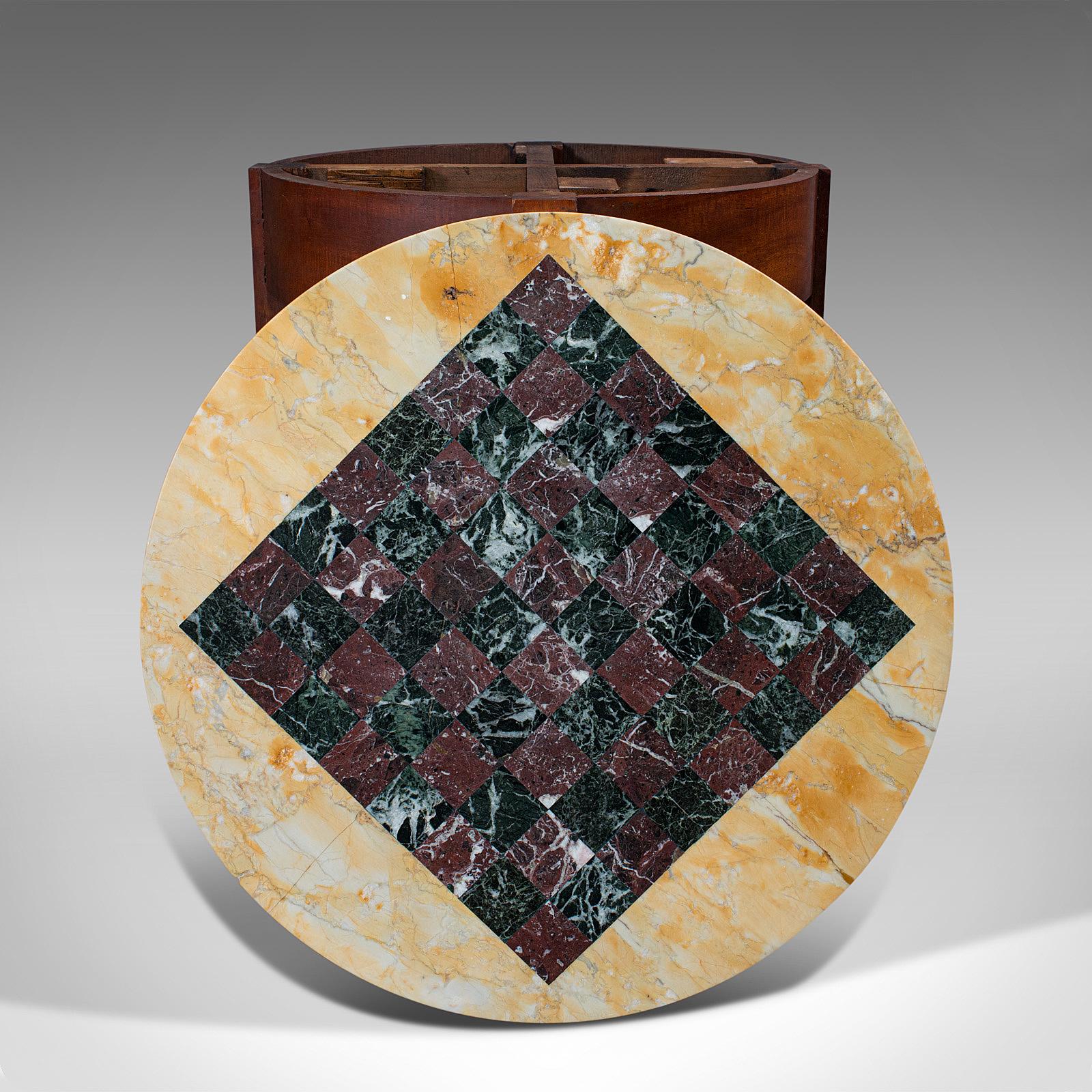 Antique Marble Chess Table, English, Mahogany, Game Board, Edwardian, Circa 1910 4