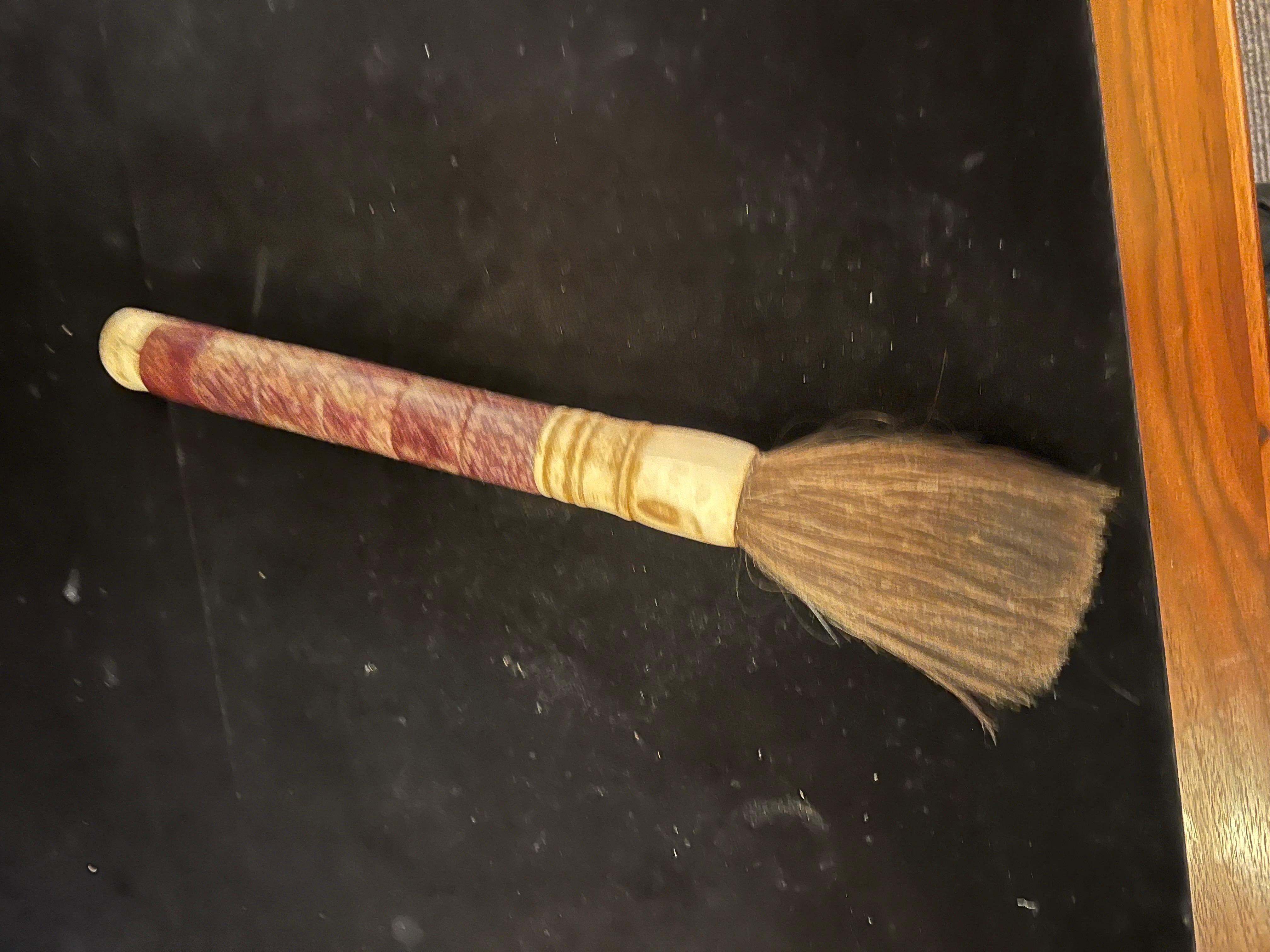 Chinoiserie Antique Marble Chinese Calligraphy Horsehair Brush For Sale