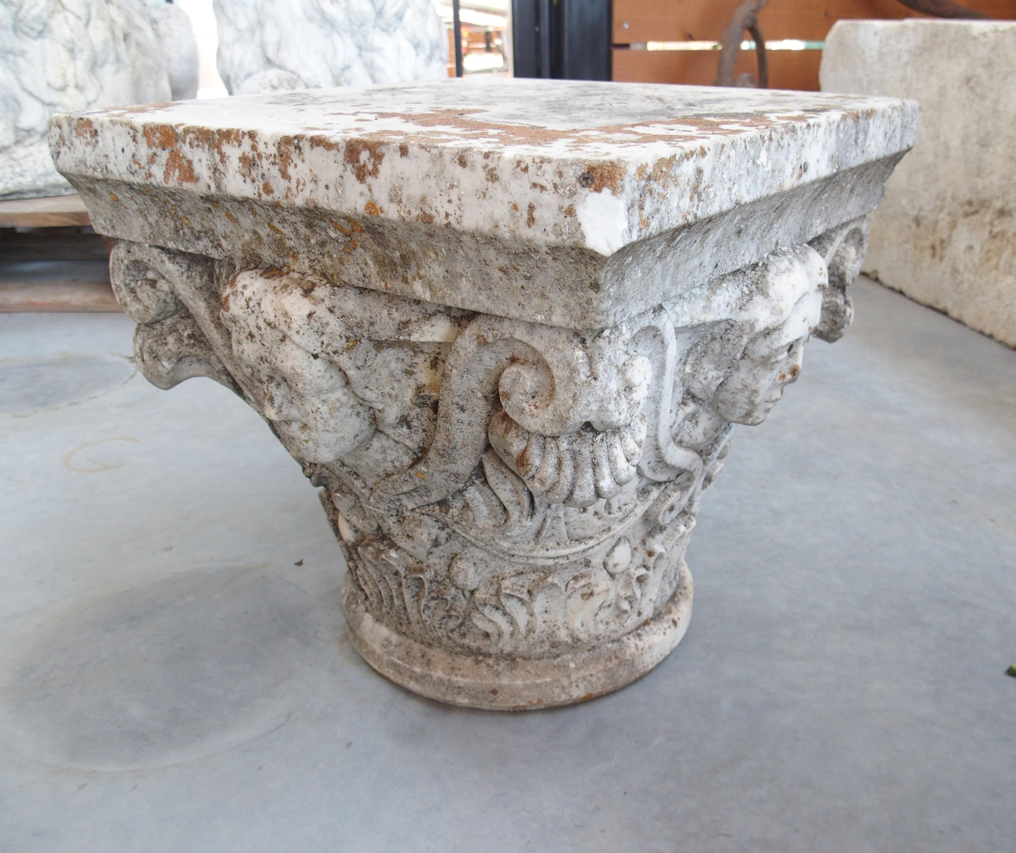 Antiguo Capitel de Columna de Mármol de Lourmarin, Francia, Siglo XIX en Bueno estado para la venta en Dallas, TX