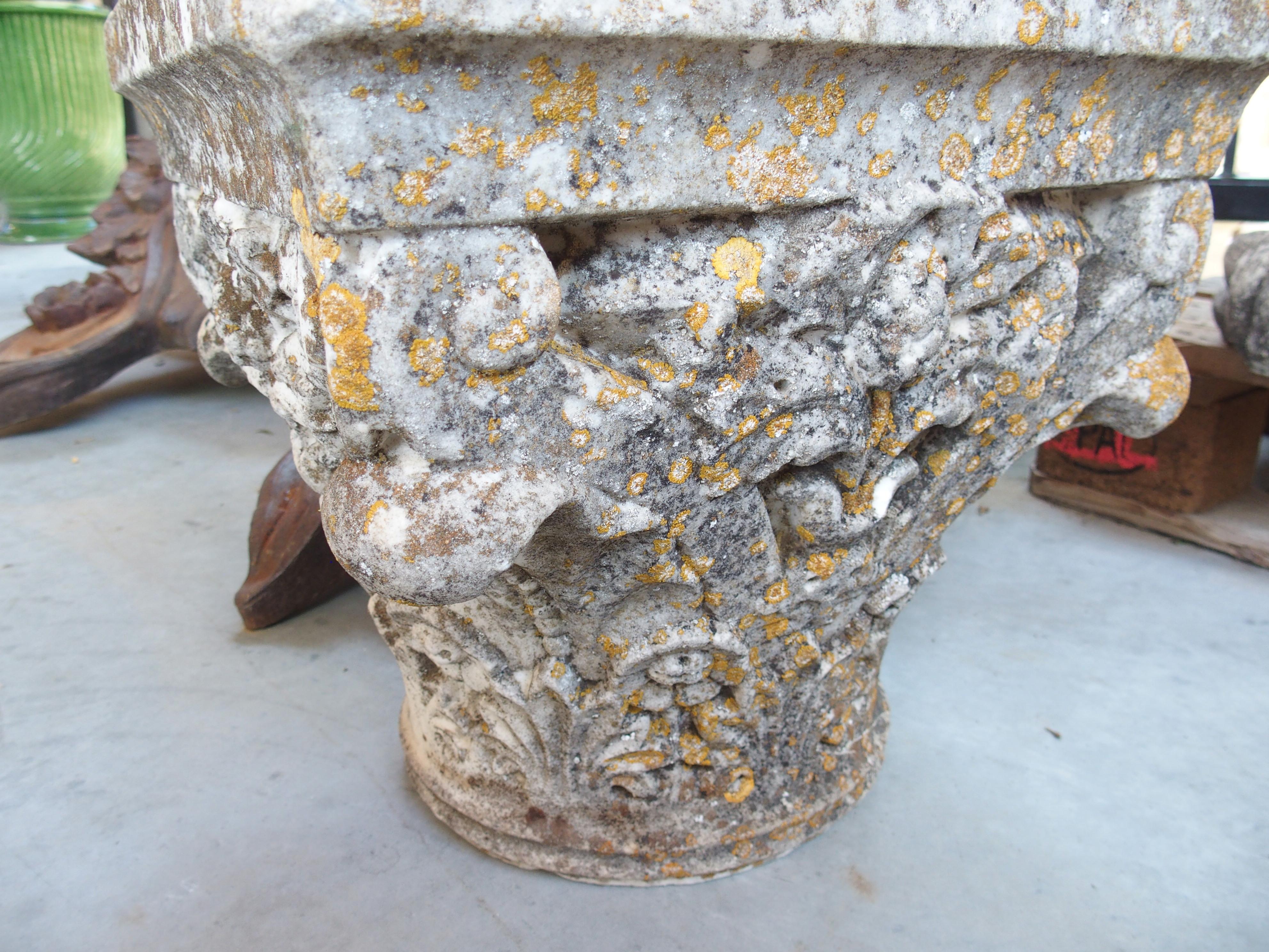 Stone Antique Marble Column Capital from Lourmarin, France, 19th Century For Sale