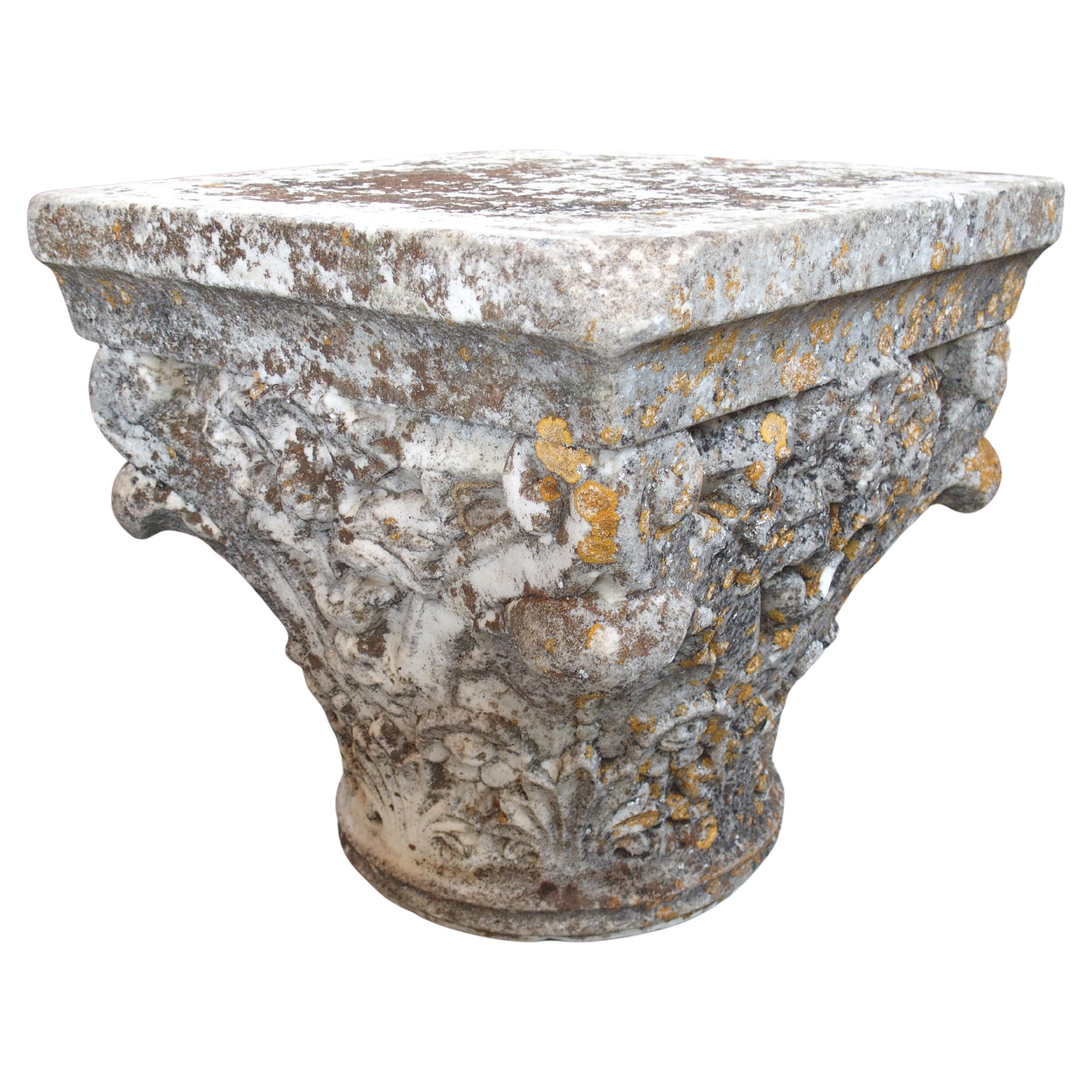 Antique Marble Column Capital from Lourmarin, France, 19th Century For Sale