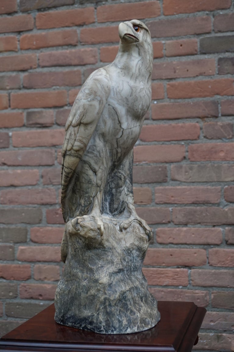 Antique Marble Eagle / Bald Eagle Sculpture w. Signature Rare and