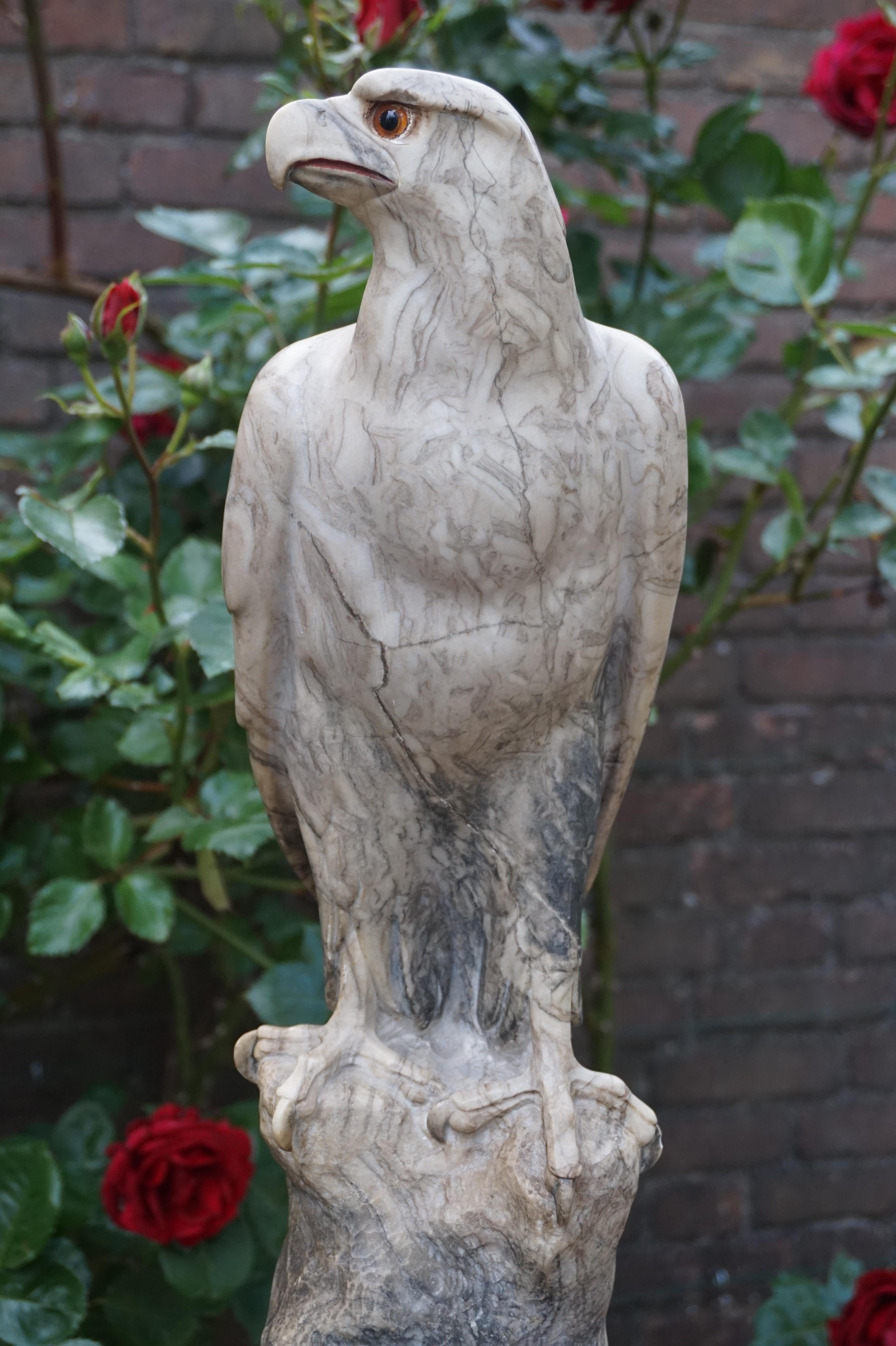 Antique Marble Eagle / Bald Eagle Sculpture w. Signature Rare & Impressive Art 3