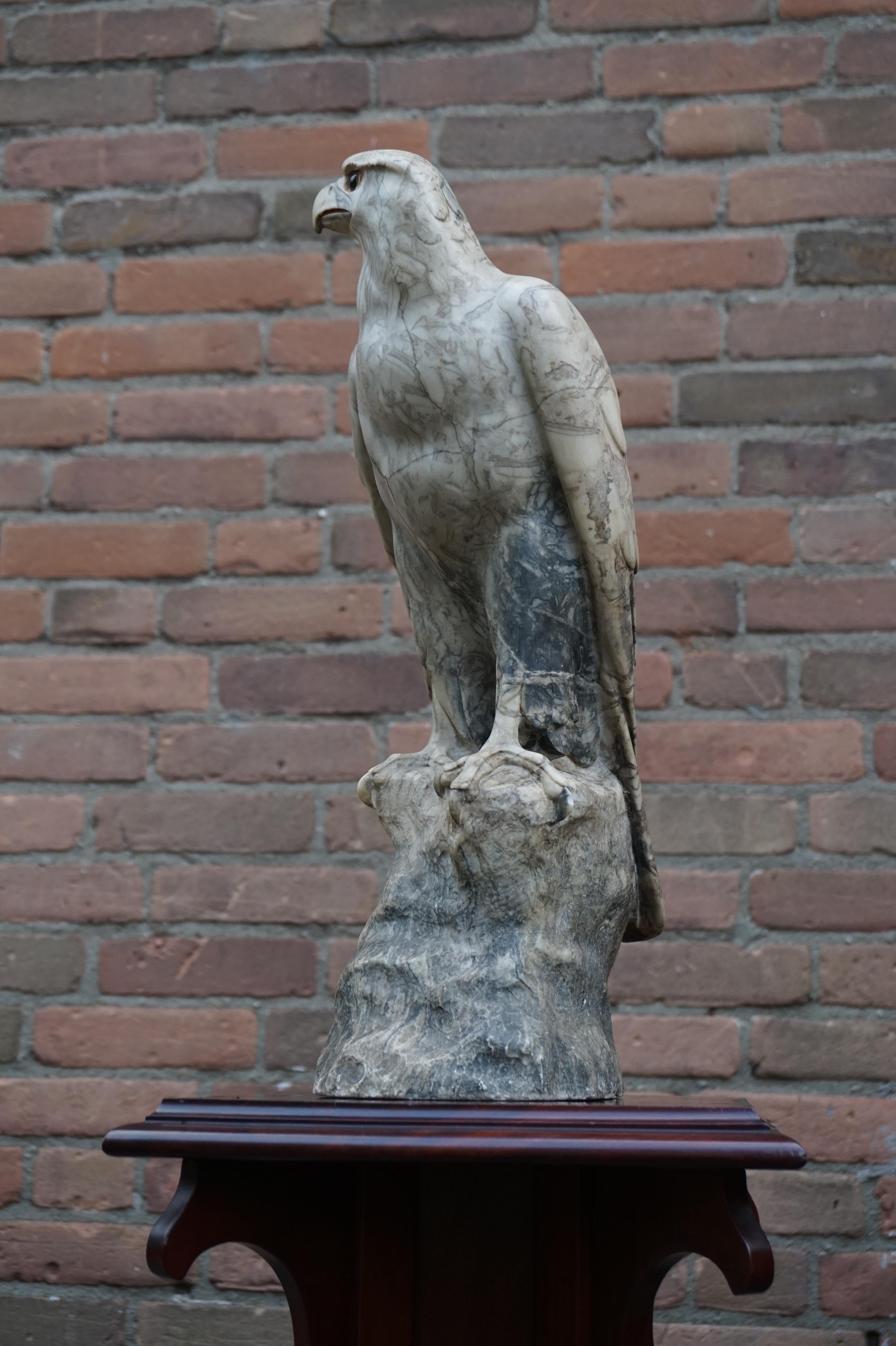 German Antique Marble Eagle / Bald Eagle Sculpture w. Signature Rare & Impressive Art