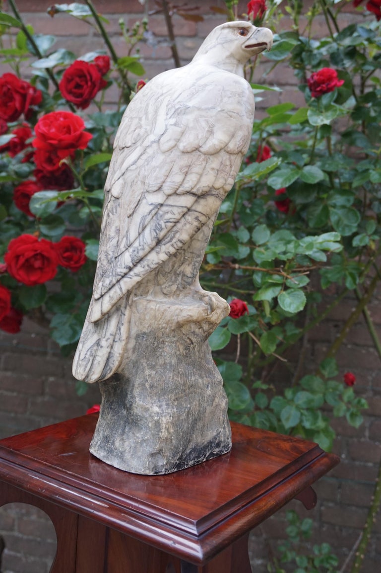 Antique Marble Eagle / Bald Eagle Sculpture w. Signature Rare and