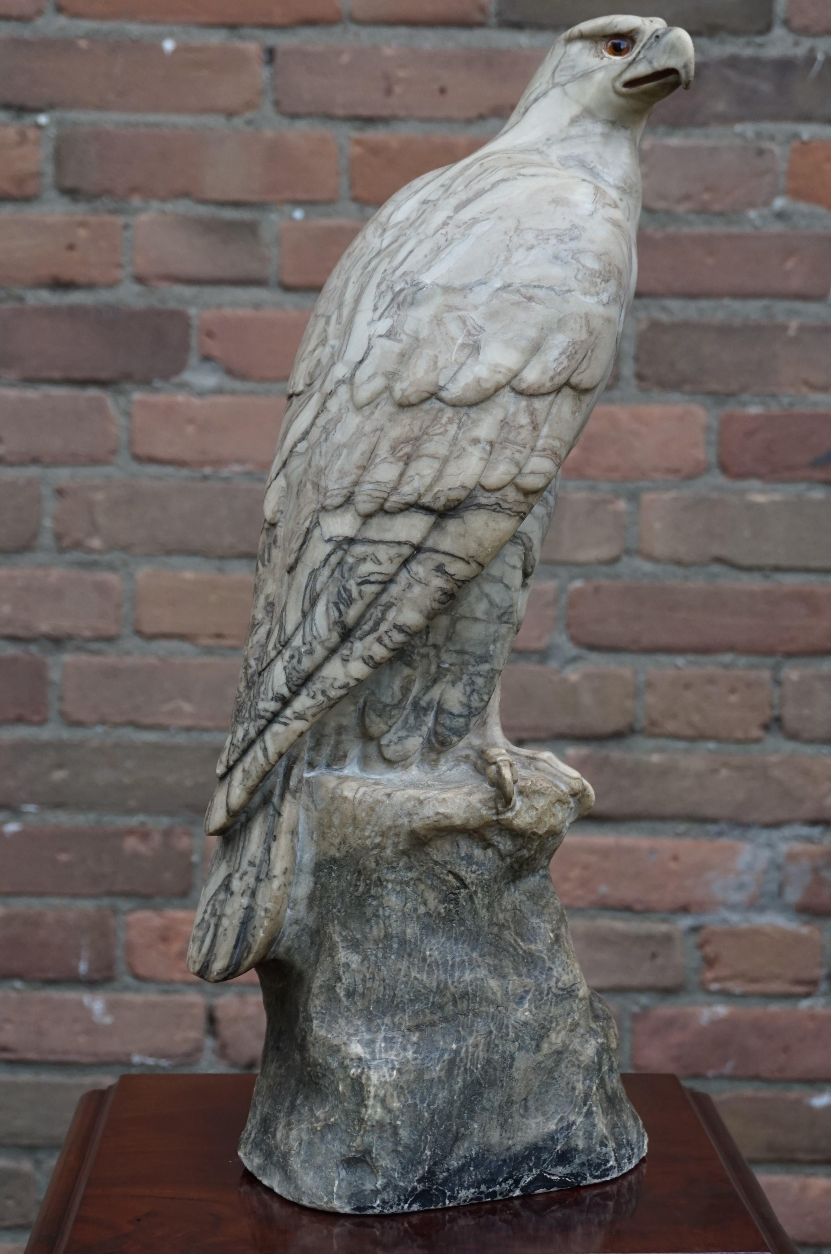 Antique Marble Eagle / Bald Eagle Sculpture w. Signature Rare & Impressive Art 8