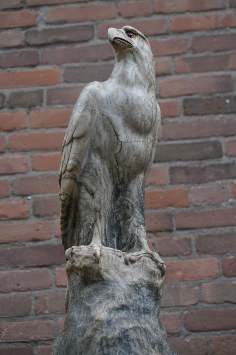 Antique Marble Eagle / Bald Eagle Sculpture w. Signature Rare and