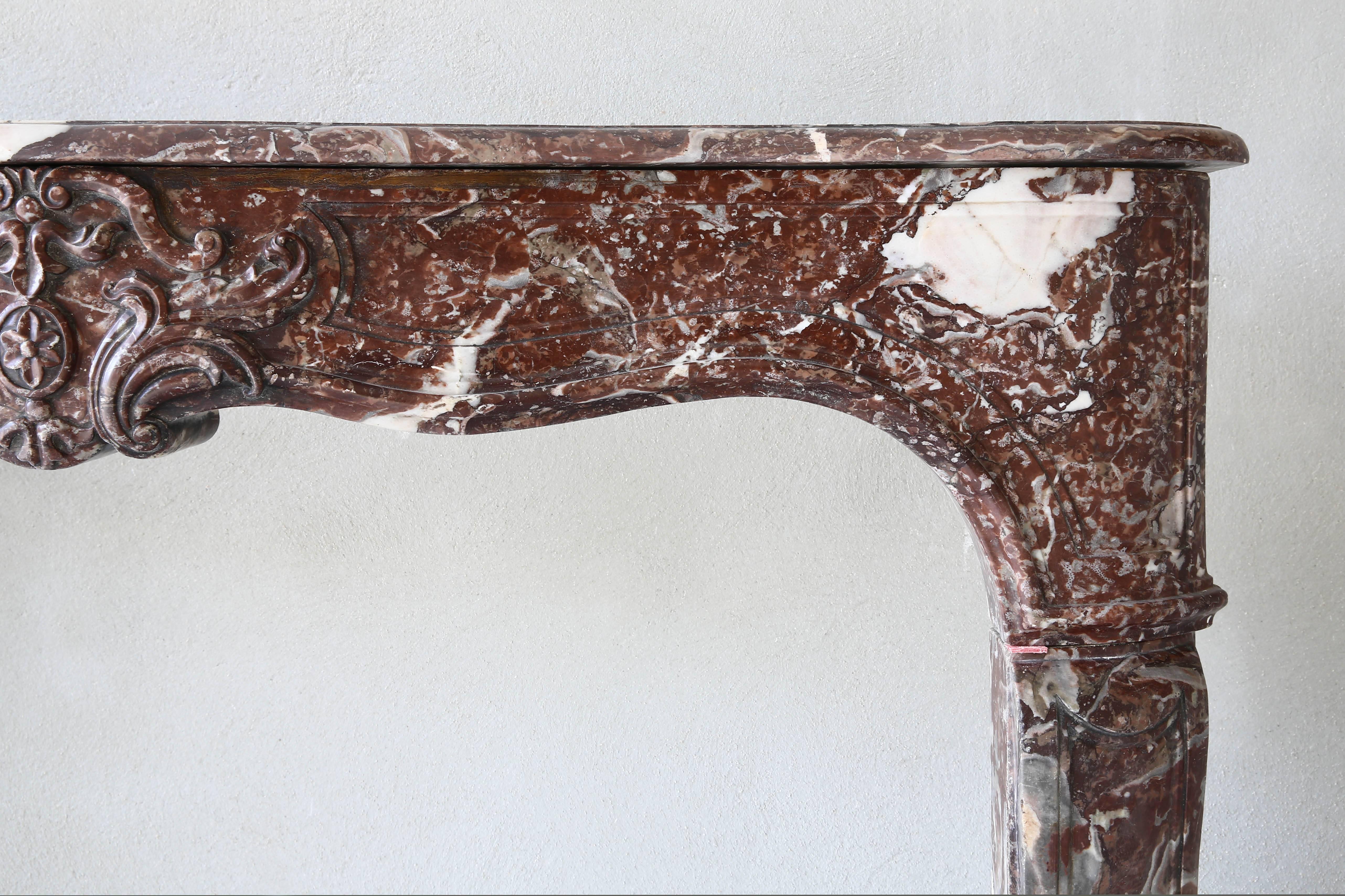 Belgian Antique Marble Fireplace, 18th century, Louis XV For Sale