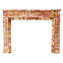 Antique Marble Fireplace in Breche De Saint Maxim Marble from the 19th Century