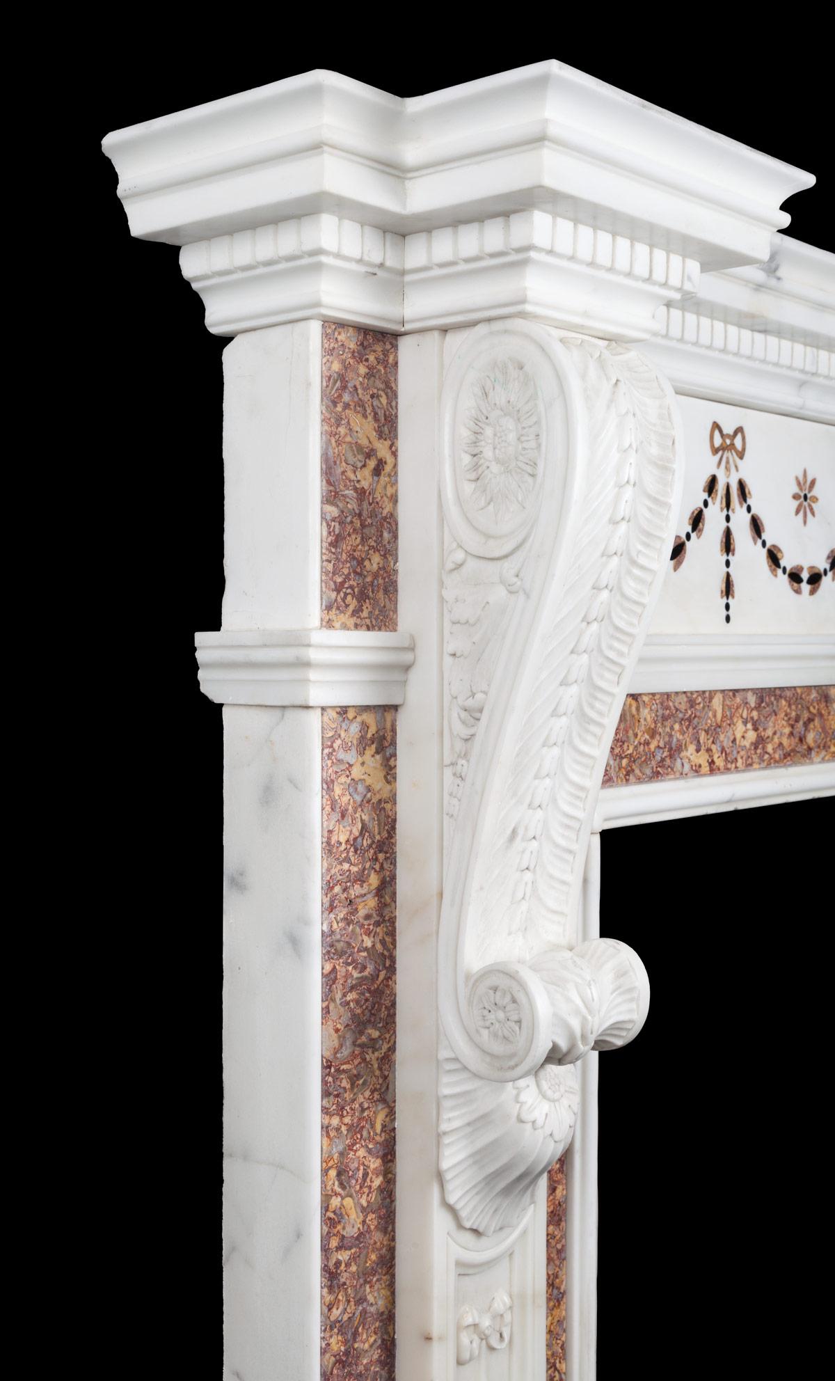 English Antique Marble Fireplace in the George III Neoclassical Style For Sale