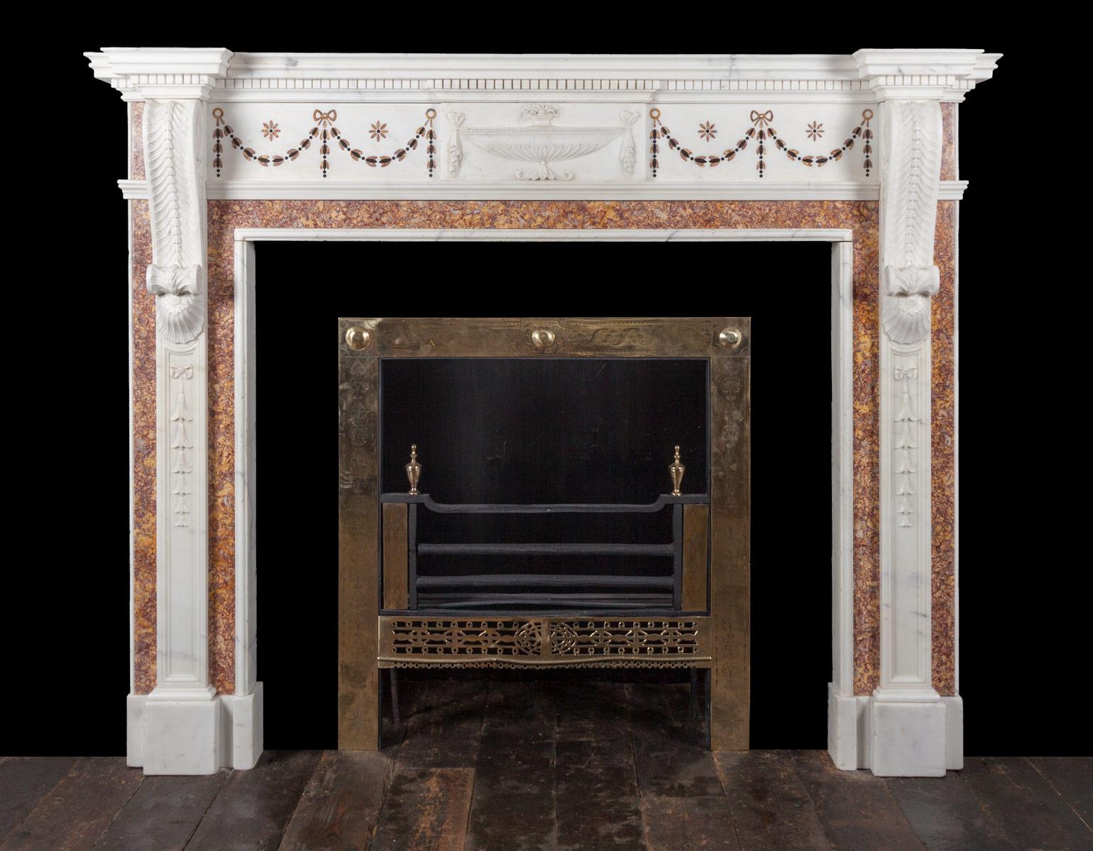 19th Century Antique Marble Fireplace in the George III Neoclassical Style For Sale