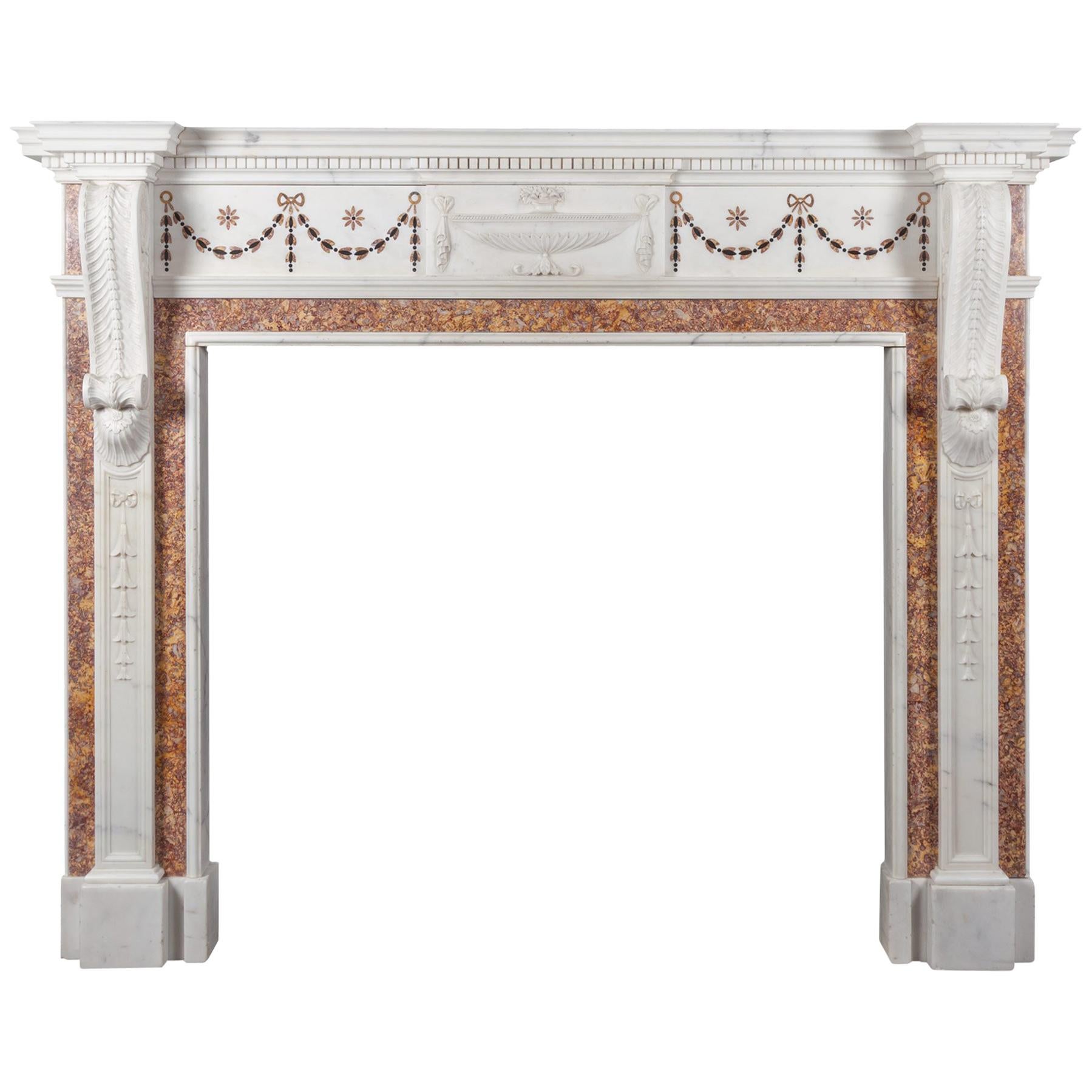 Antique Marble Fireplace in the George III Neoclassical Style For Sale