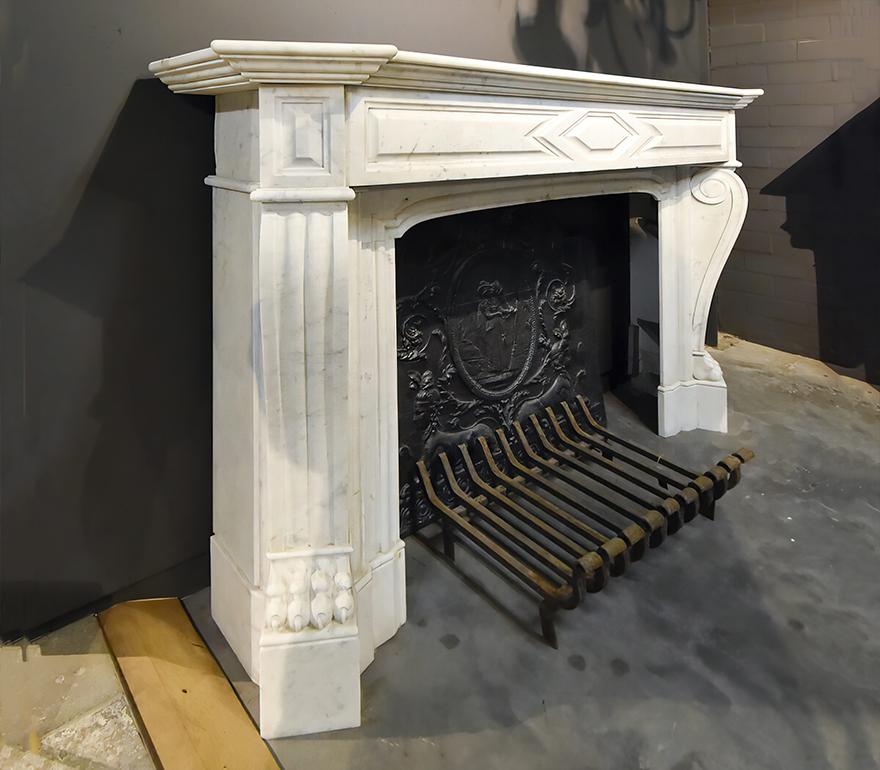 Antique marble fireplace mantel to place around the chimney.