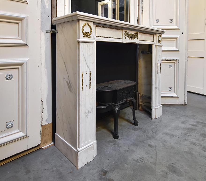 Belgian Antique marble fireplace mantel 19th Century For Sale