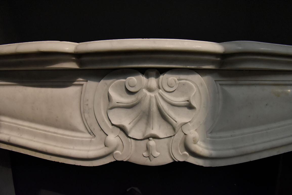 French Antique Marble Fireplace Mantel, 19th Century
