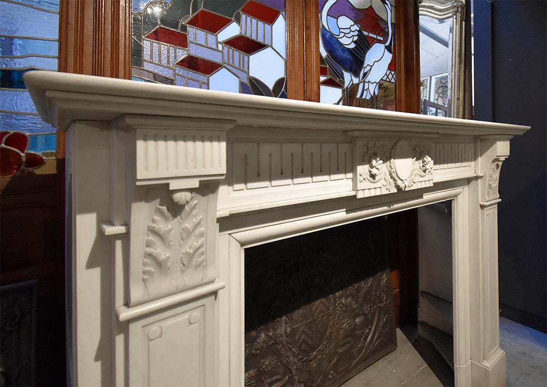 Carrara Marble Antique Marble Fireplace Mantel, 19th Century