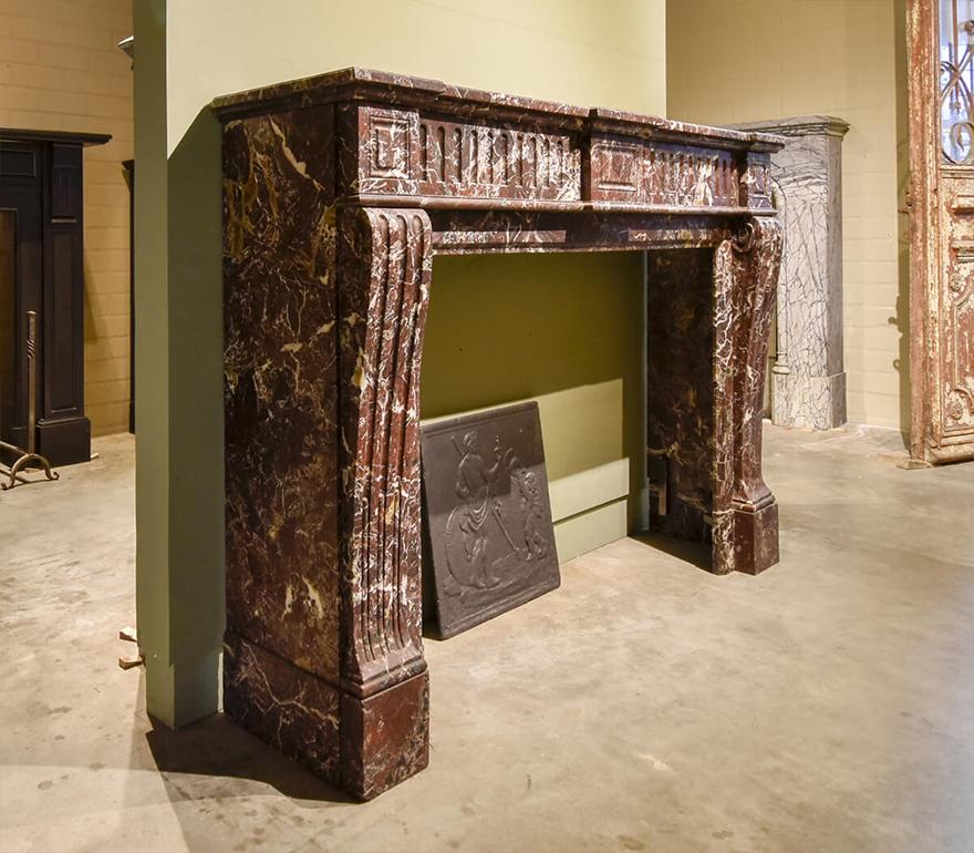 French Antique Marble Fireplace Mantel From the 19th Century For Sale