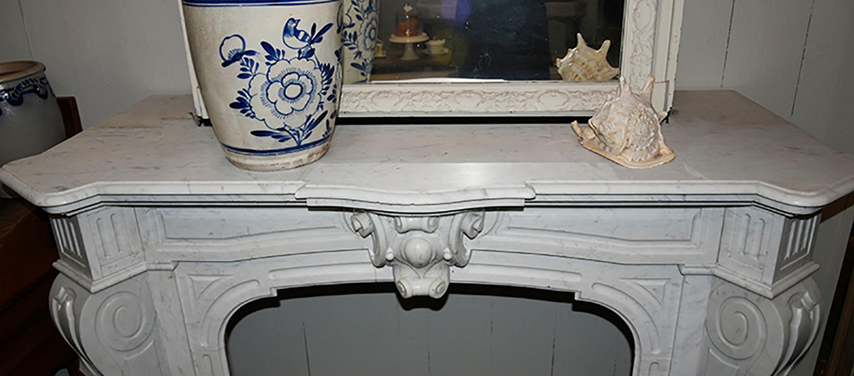 Carrara Marble Antique Marble Fireplace Mantel Piece from the 19th Century