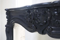 Antique Marble Fireplace, Noir De Mazy, Louis XV, 19th Century