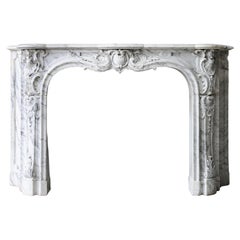 Antique Marble Fireplace  Arabescato Marble  19th Century  Monumental