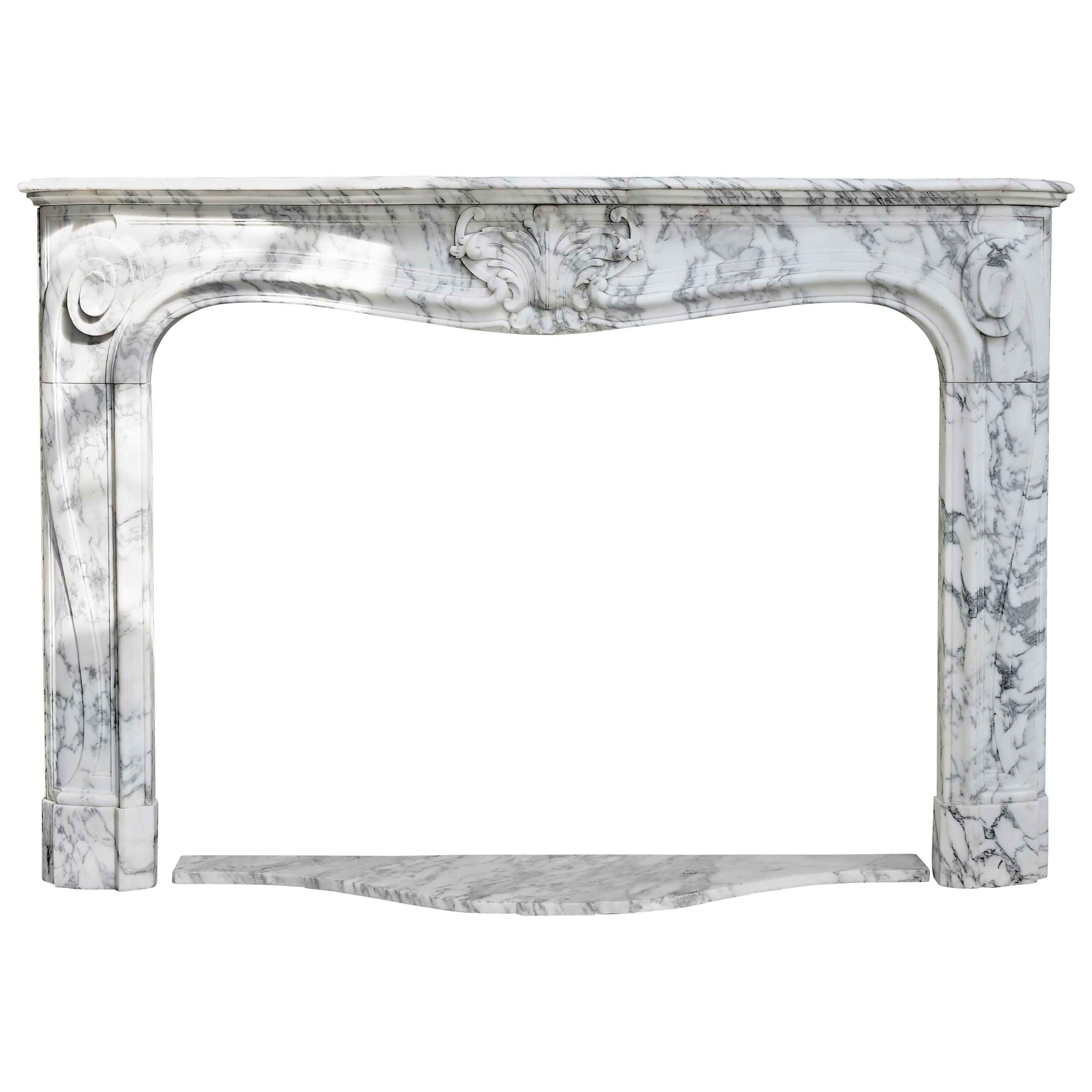 Antique Marble Fireplace of Arabescato Marble, Louis XV